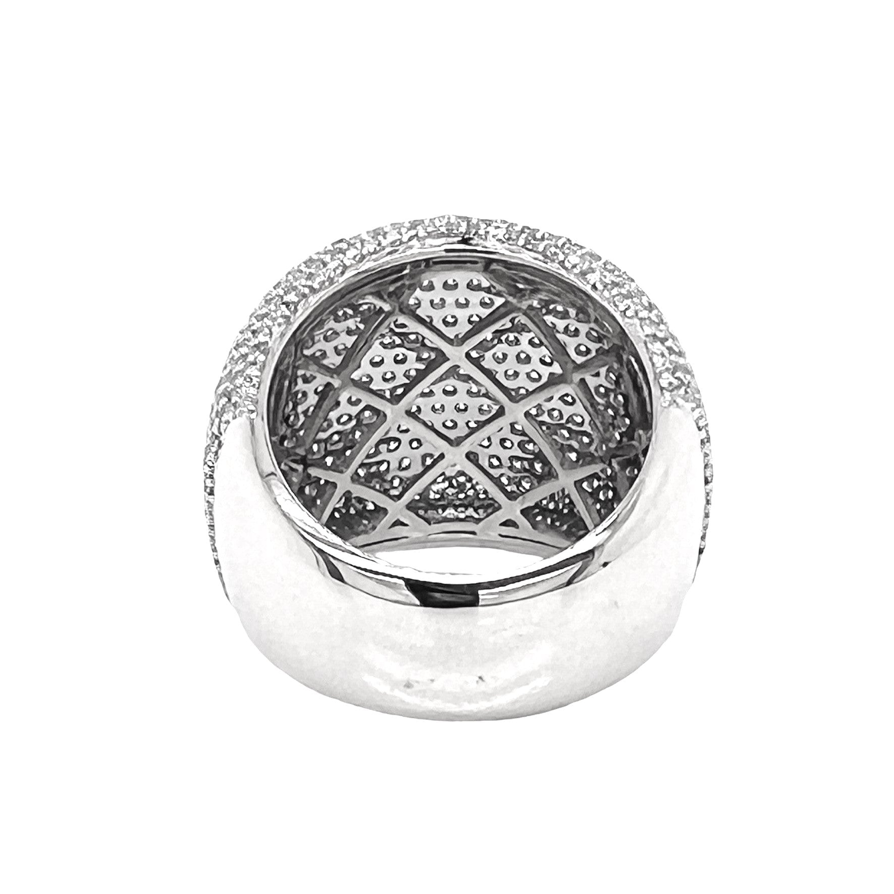 10K White Gold 21MM 3D Dome Shape Pinky Diamond Ring 4.45 CT