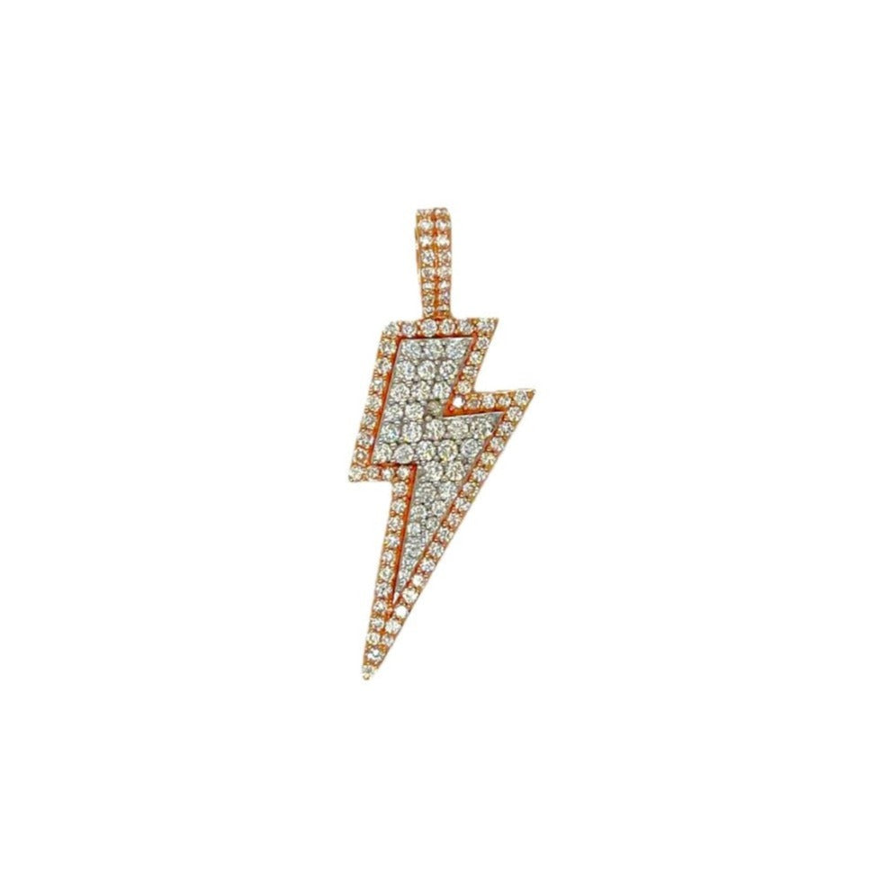 10K Rose Gold Lighting Bolt Diamond Pendant 1.32 CT 1.62"