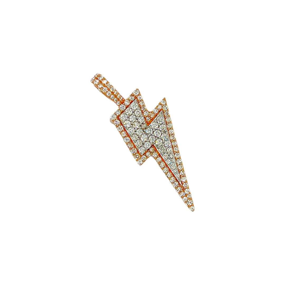 10K Rose Gold Lighting Bolt Diamond Pendant 1.32 CT 1.62"