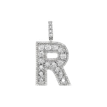 Load image into Gallery viewer, 10K White Gold 3D Letter R Initial Diamond Pendant 1.50 CT 1.6&quot;
