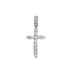 14K White Gold 17 Pointer Tennis Diamond Cross Pendant 2.5 CT 1.75"