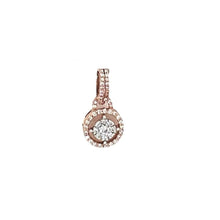 Load image into Gallery viewer, Ladies 10K Rose Gold Halo Round Cluster Diamond Pendant 0.26 CT 17MM
