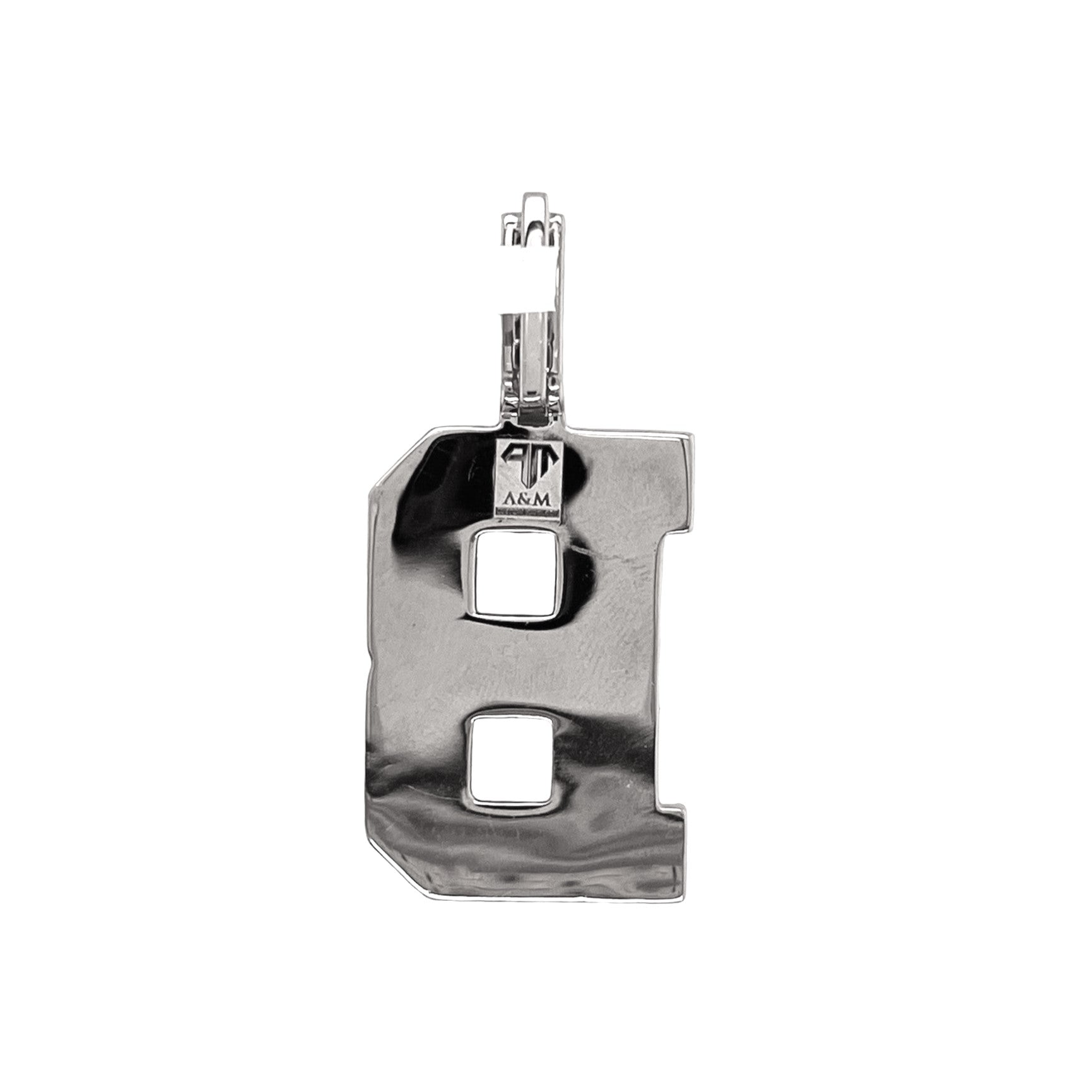 10K White Gold 3D Letter B Initial Baguette Diamond Pendant 1.75 CT 1.75"
