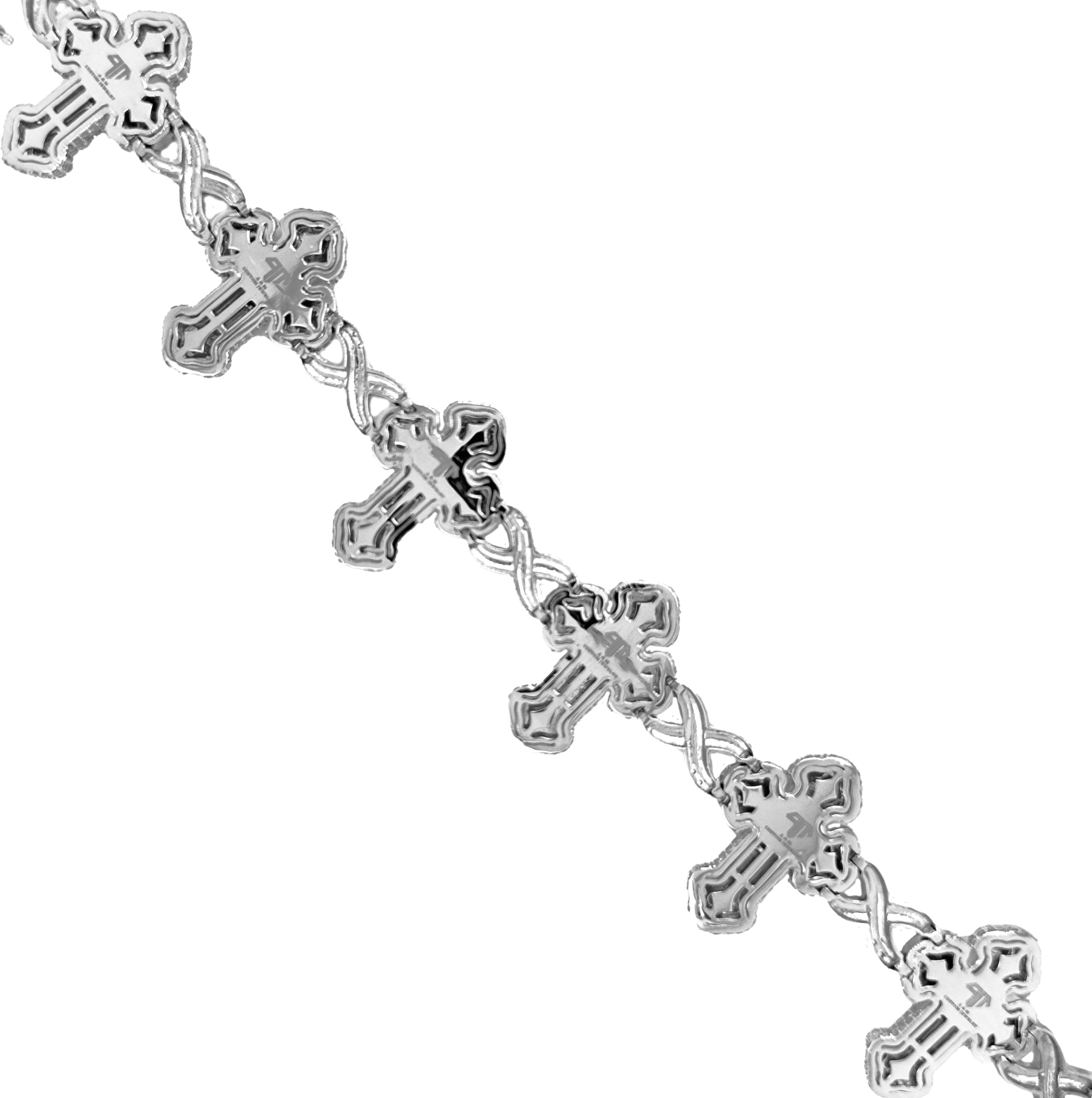 10K White Gold 26MM Infinity Cross Diamond Bracelet 12.80 CT 9"