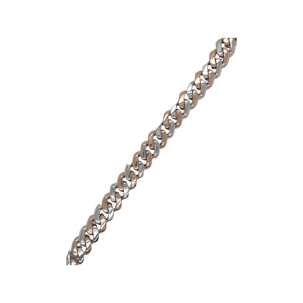10K Two-Tone Gold 8MM Miami Cuban Pave Diamond Bracelet 4.69 CT 8.5"