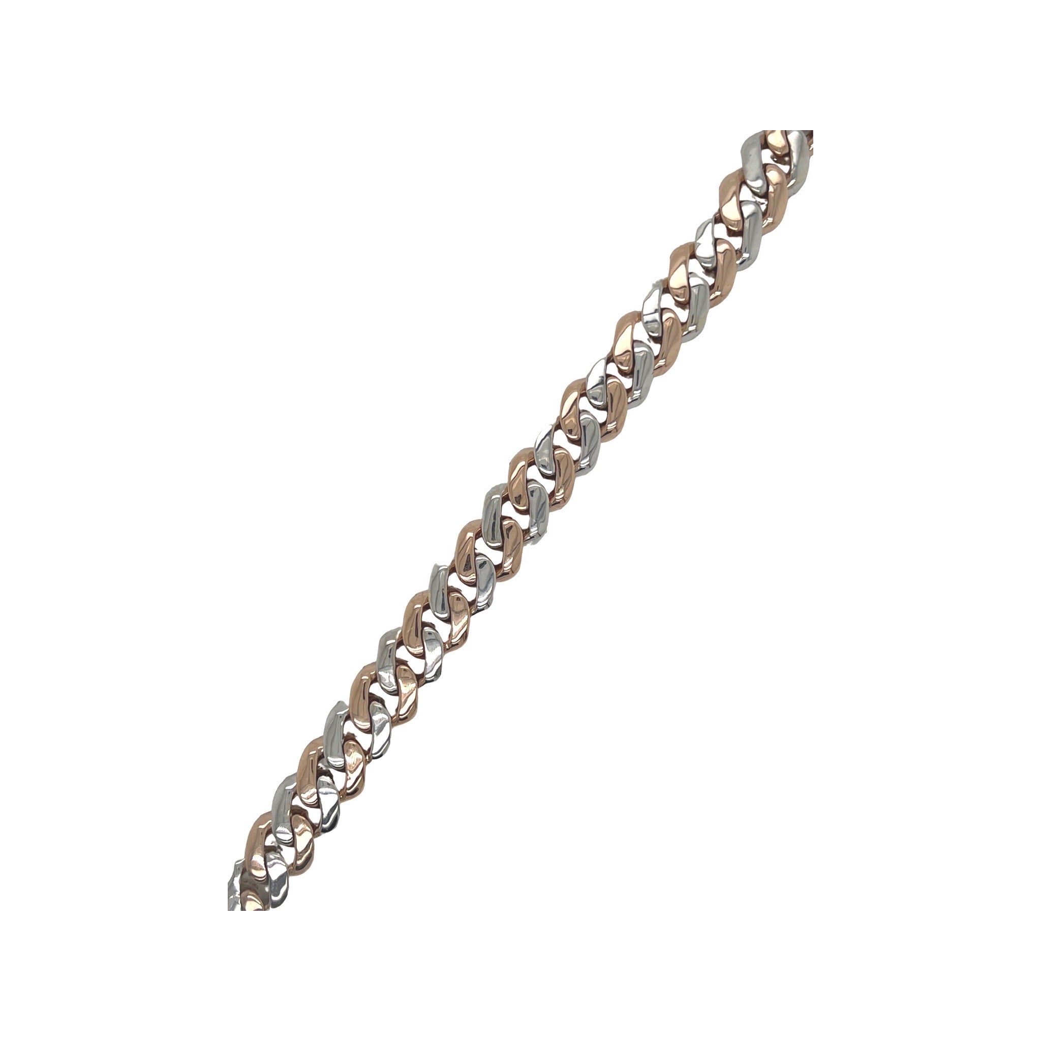 10K Two-Tone Gold 8MM Miami Cuban Pave Diamond Bracelet 4.69 CT 8.5"