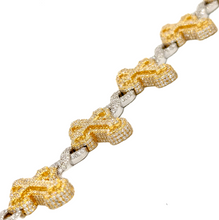 Load image into Gallery viewer, 10K Yellow White Gold 26MM Infinity Cross Diamond Bracelet 12.58 CT 8.5&quot;
