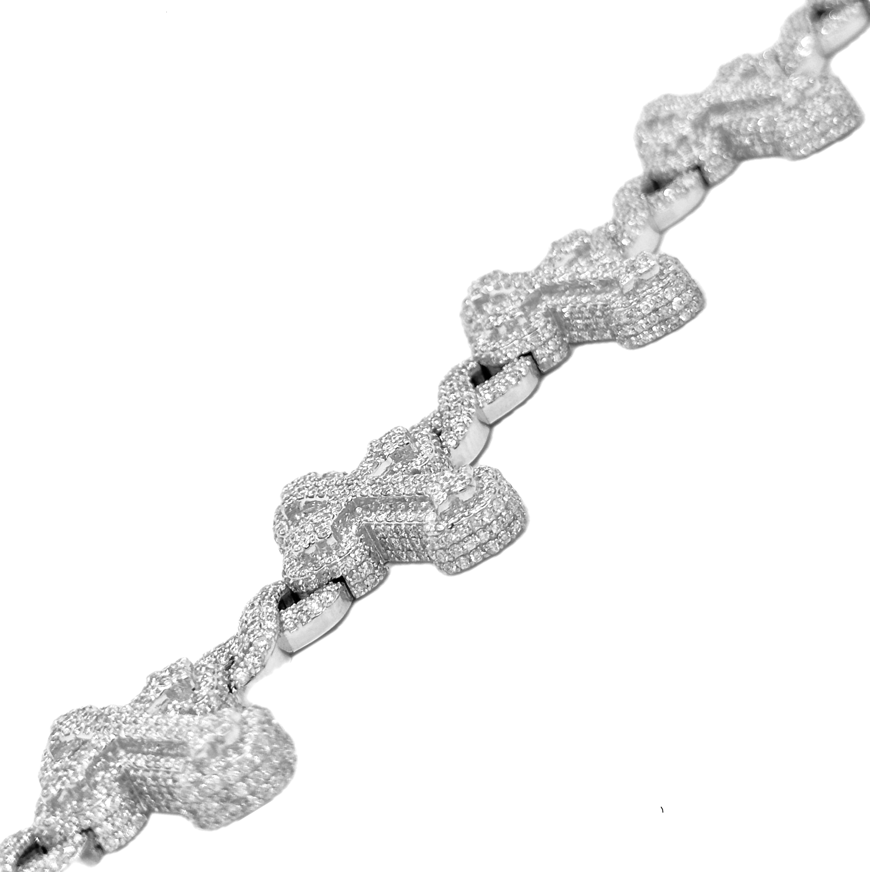 10K White Gold 26MM Infinity Cross Diamond Bracelet 12.80 CT 9"