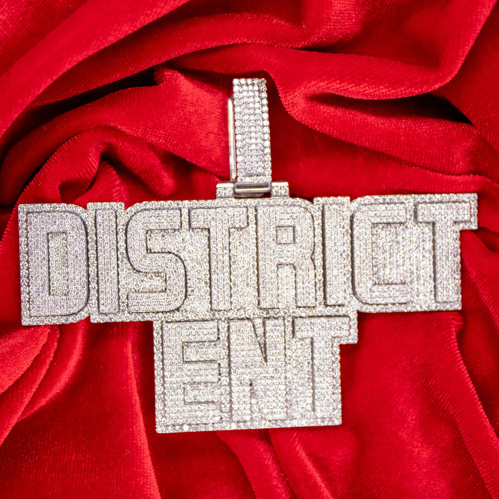 Custom White Gold "DISTRICT-ENT" Pendant