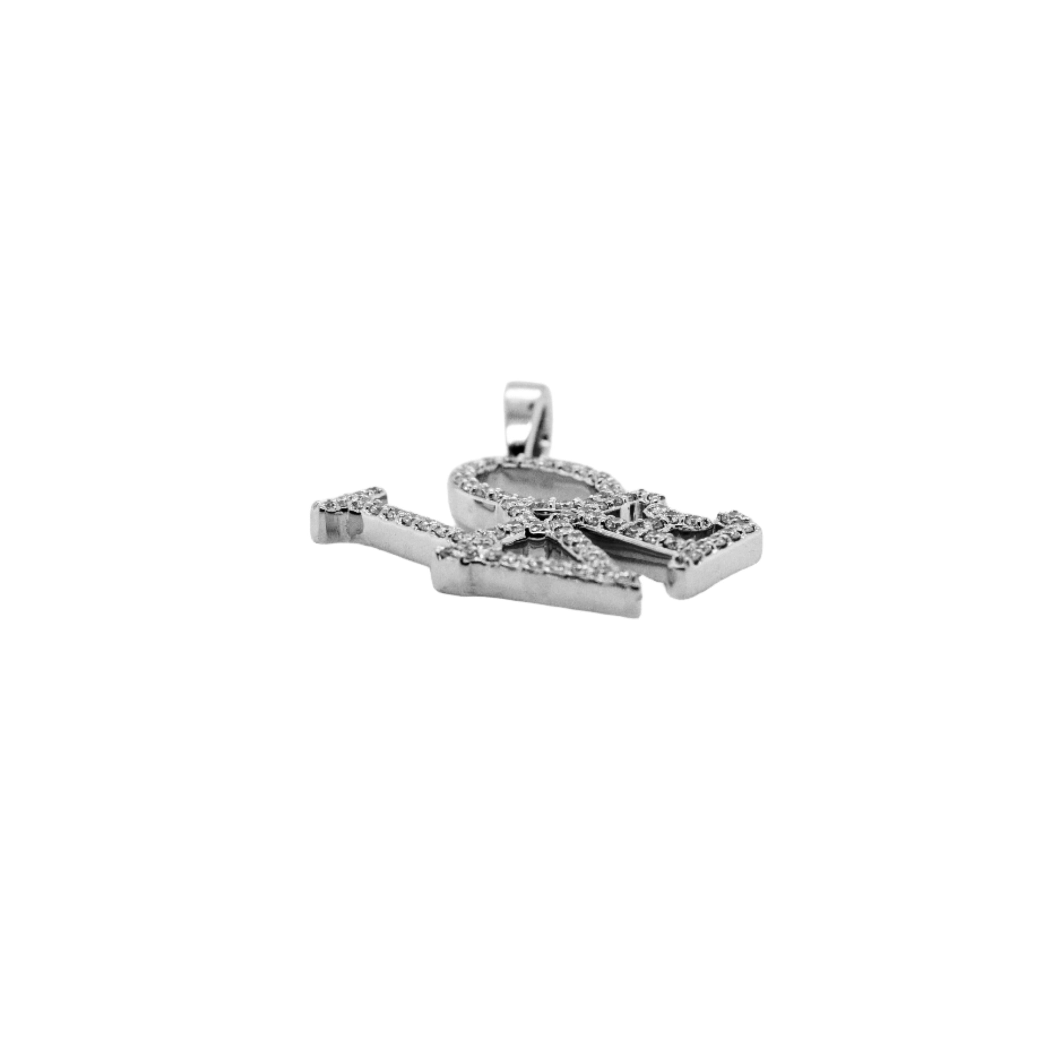 10K White Gold LOVE Pendant 0.48CT 1.10"