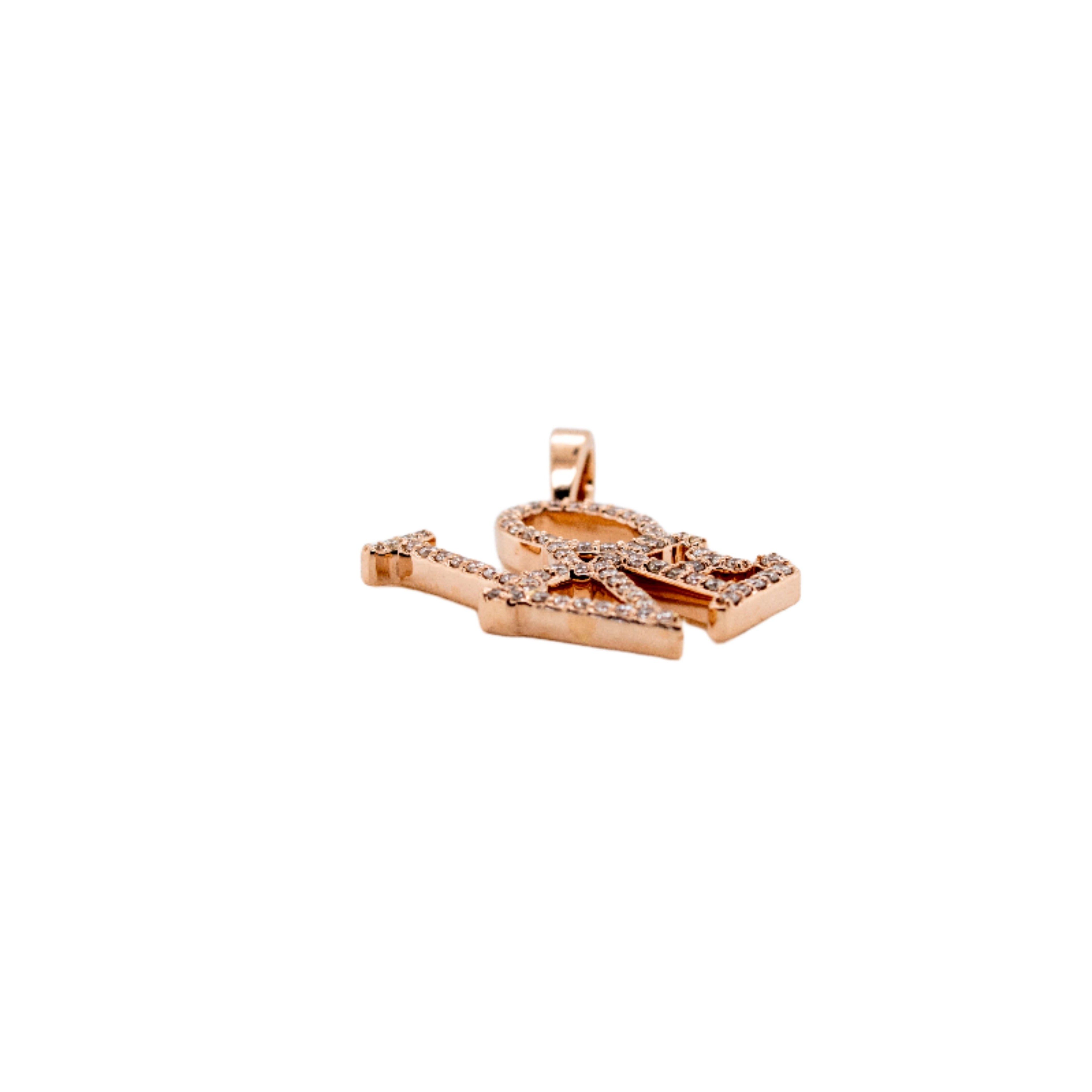 10K Rose Gold LOVE Pendant 0.48CT 1.10"