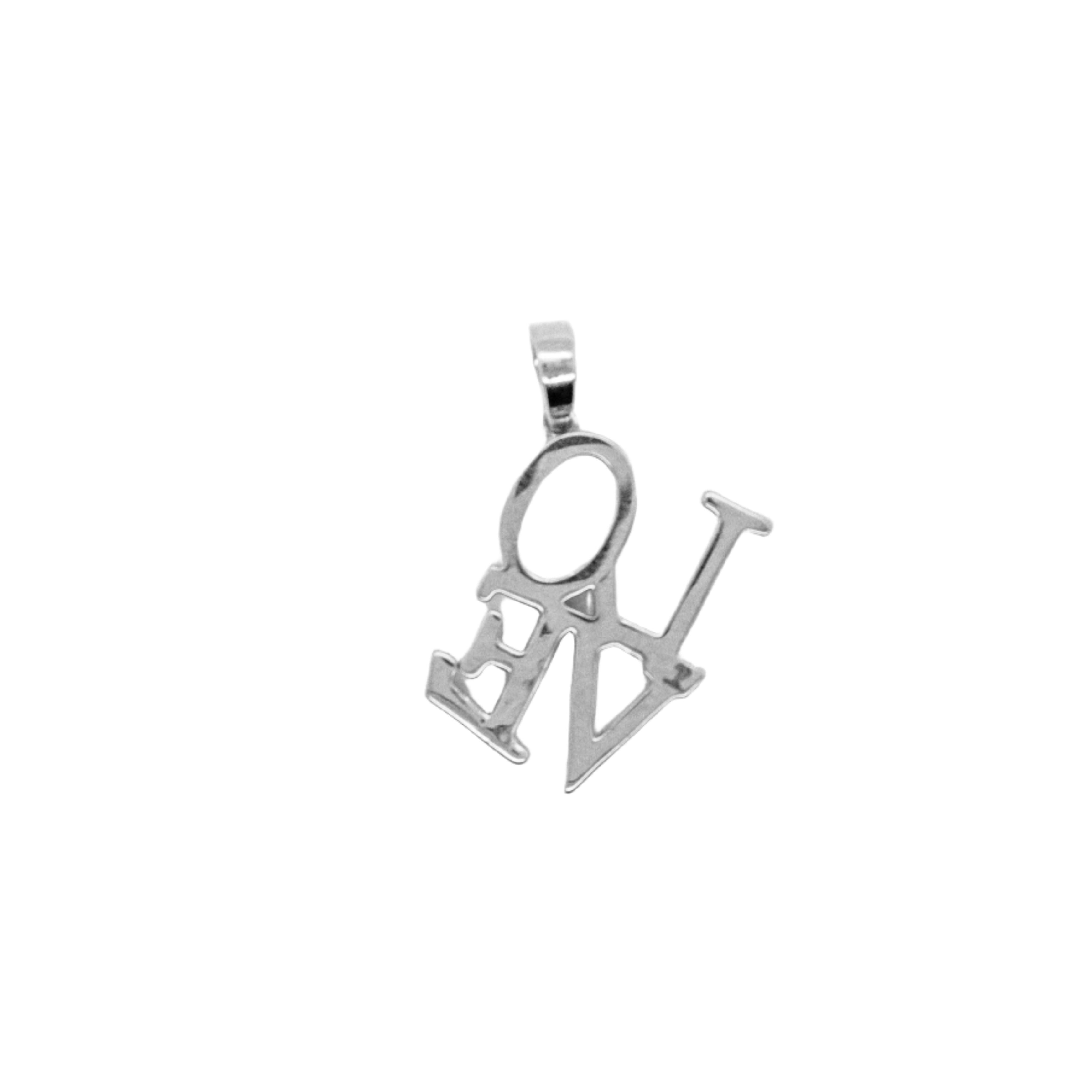 10K White Gold LOVE Pendant 0.48CT 1.10"