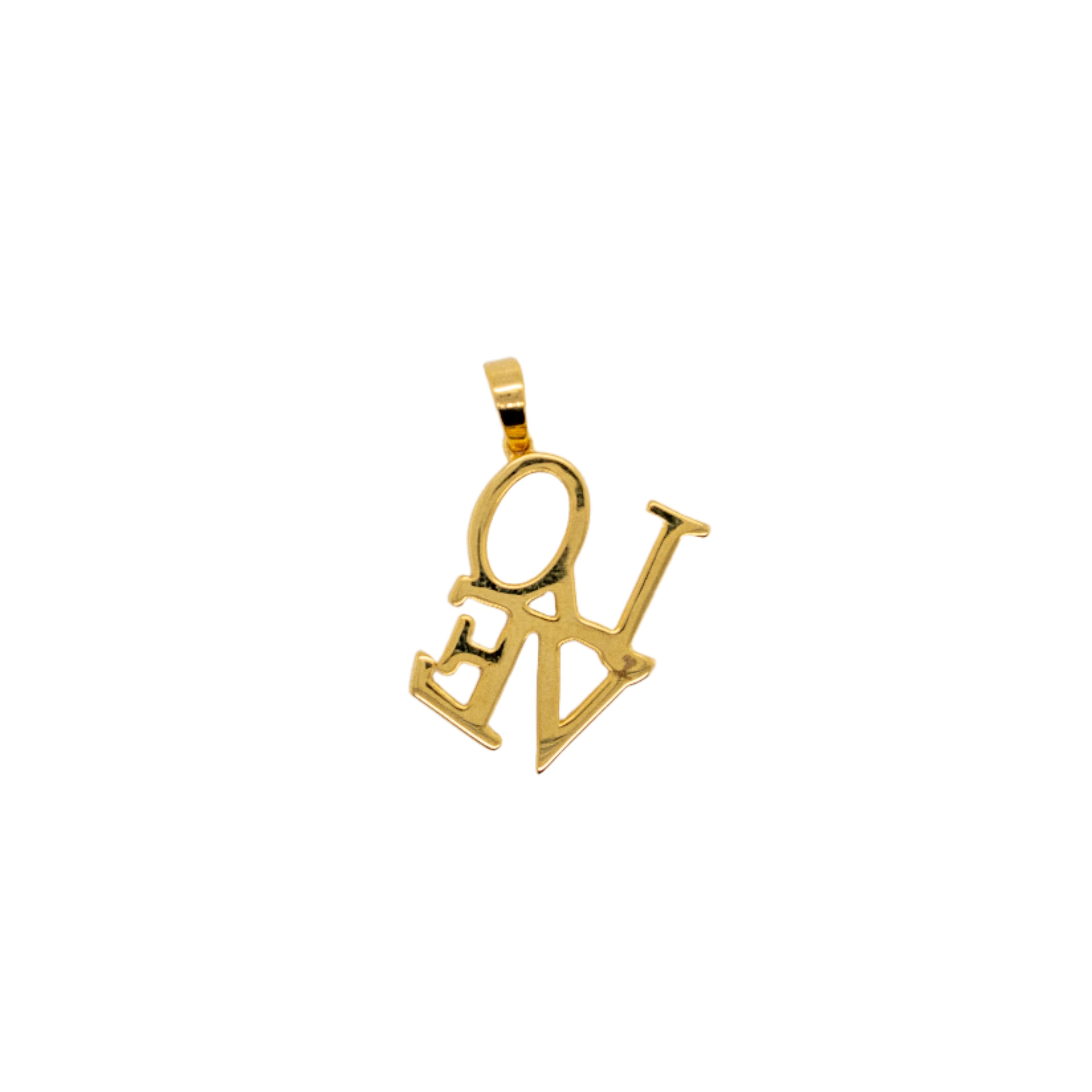 10K Yellow Gold LOVE Pendant 0.48CT 1.10"