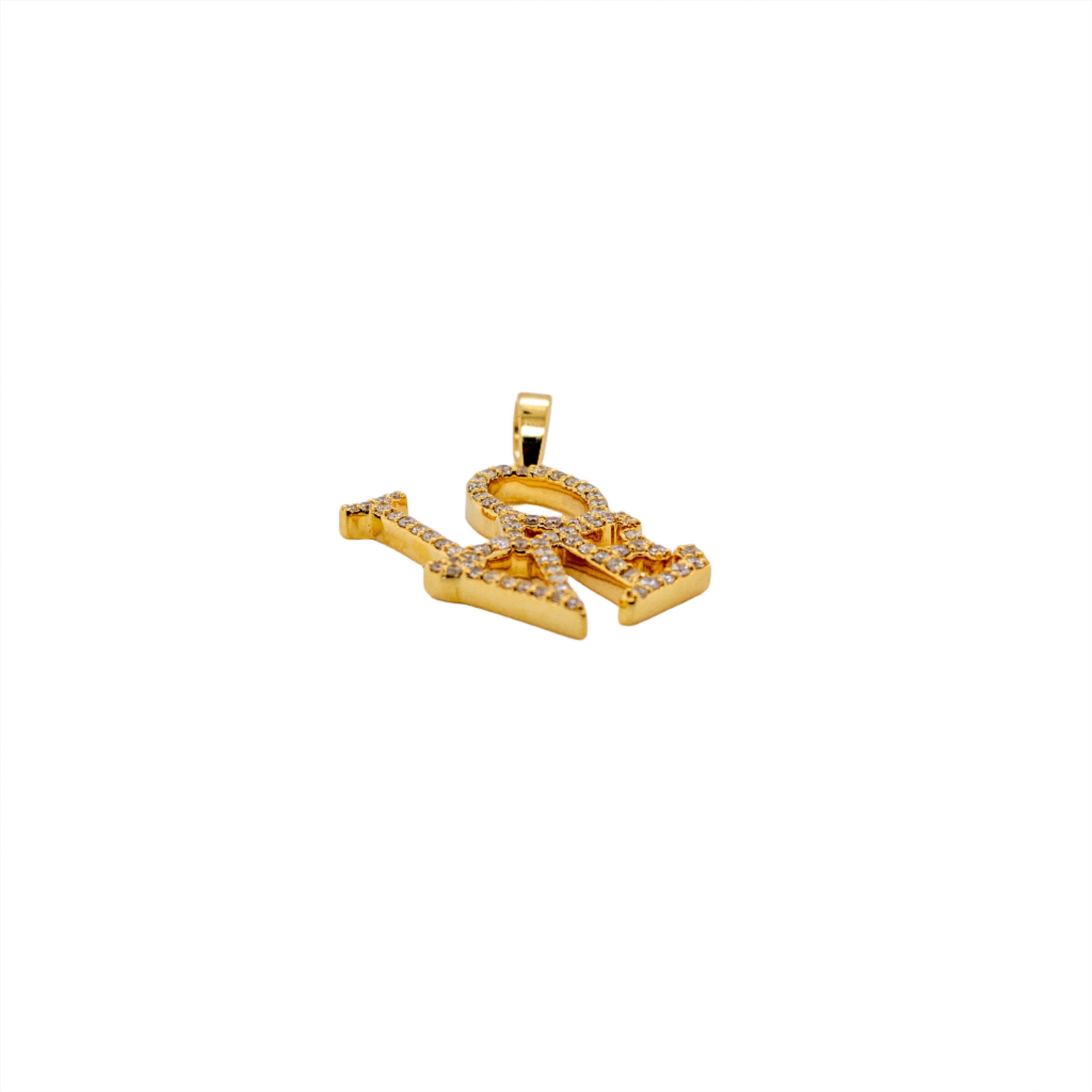 10K Yellow Gold LOVE Pendant 0.48CT 1.10"