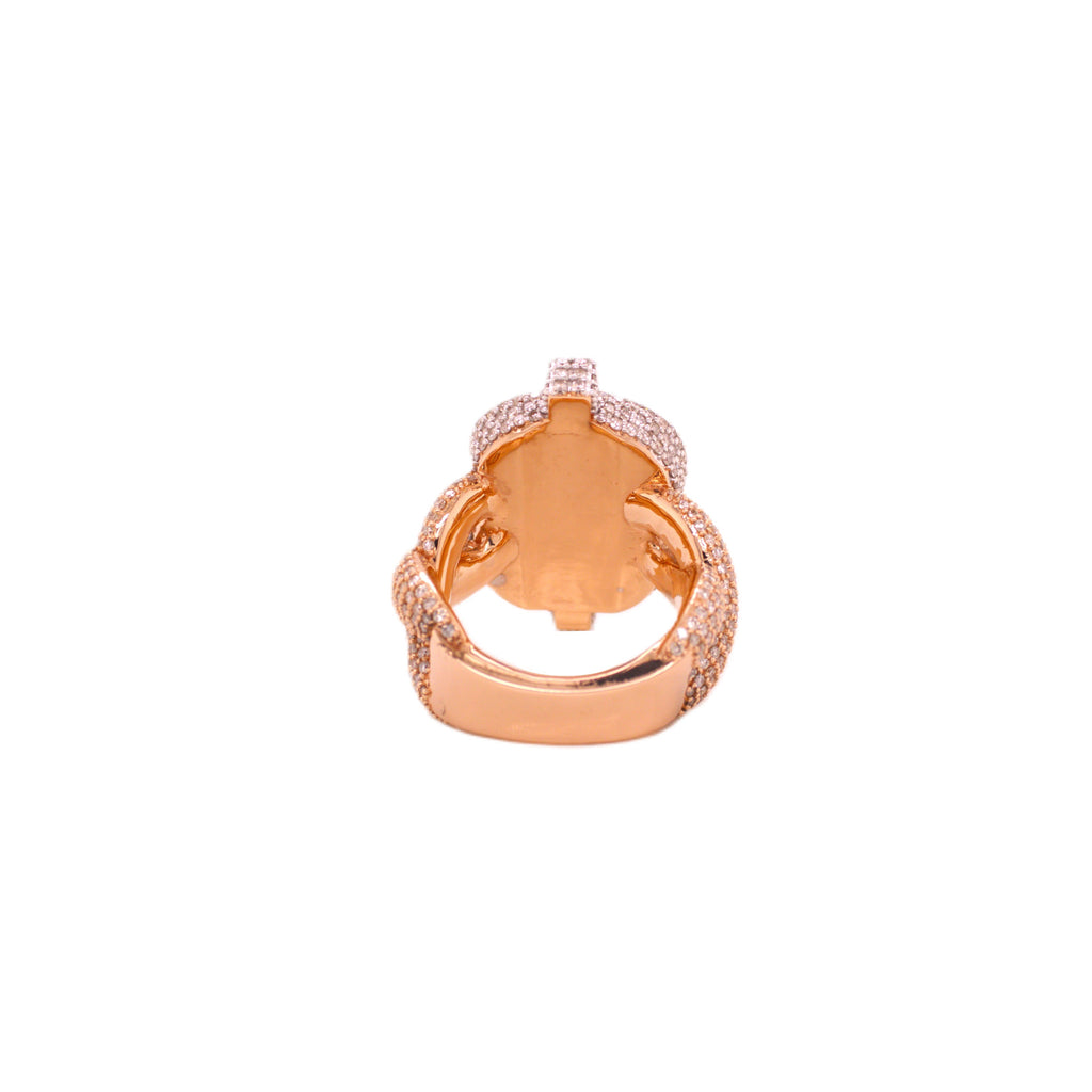 10K Rose White Gold 31MM 3D Dollar Sign Infinity Ring 6.90CT