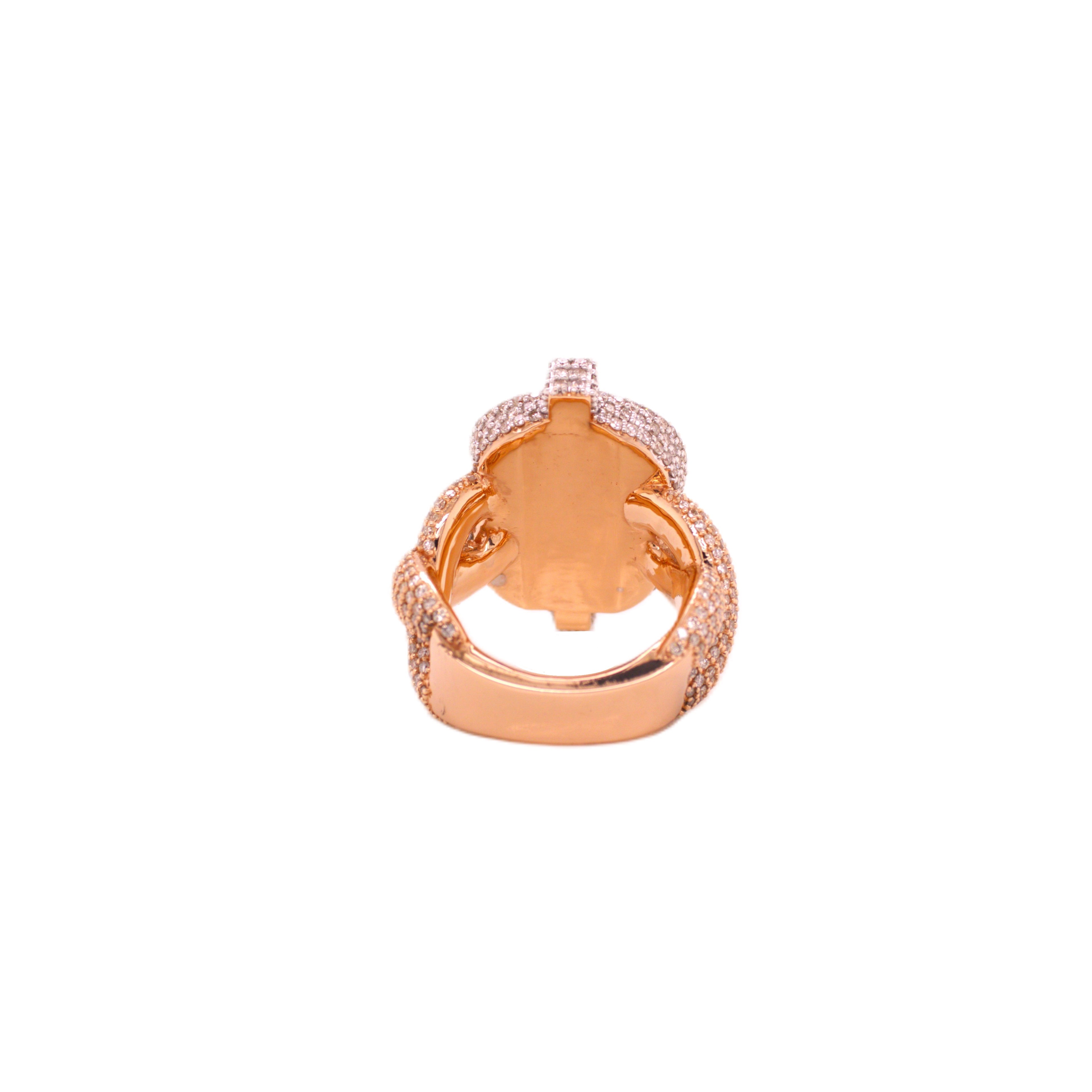 10K Rose White Gold 31MM 3D Dollar Sign Infinity Ring 6.90CT