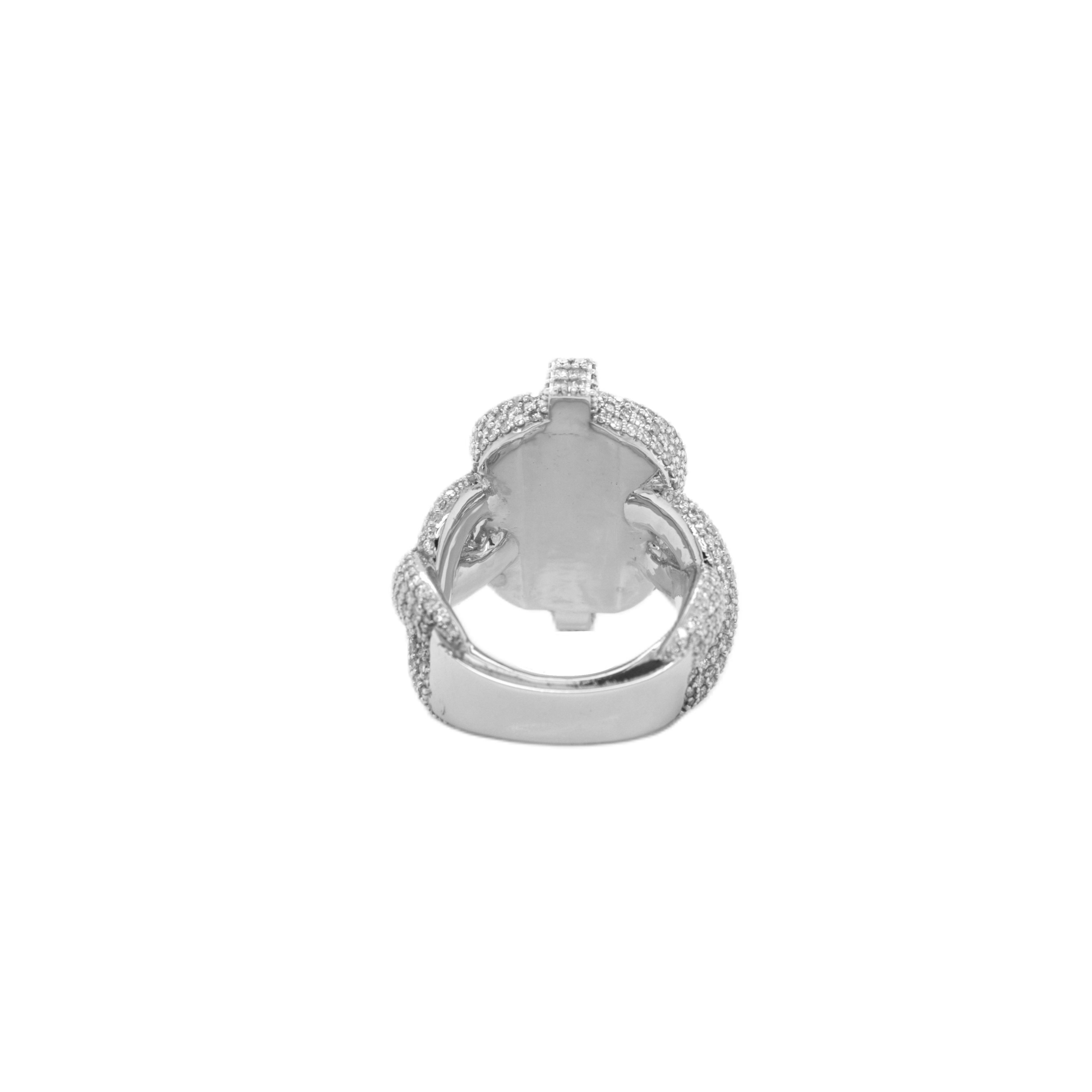 10K White Gold 31MM 3D Dollar Sign Infinity Ring 6.95CT