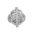 10K White Gold 31MM 3D Dollar Sign Infinity Ring 6.95CT