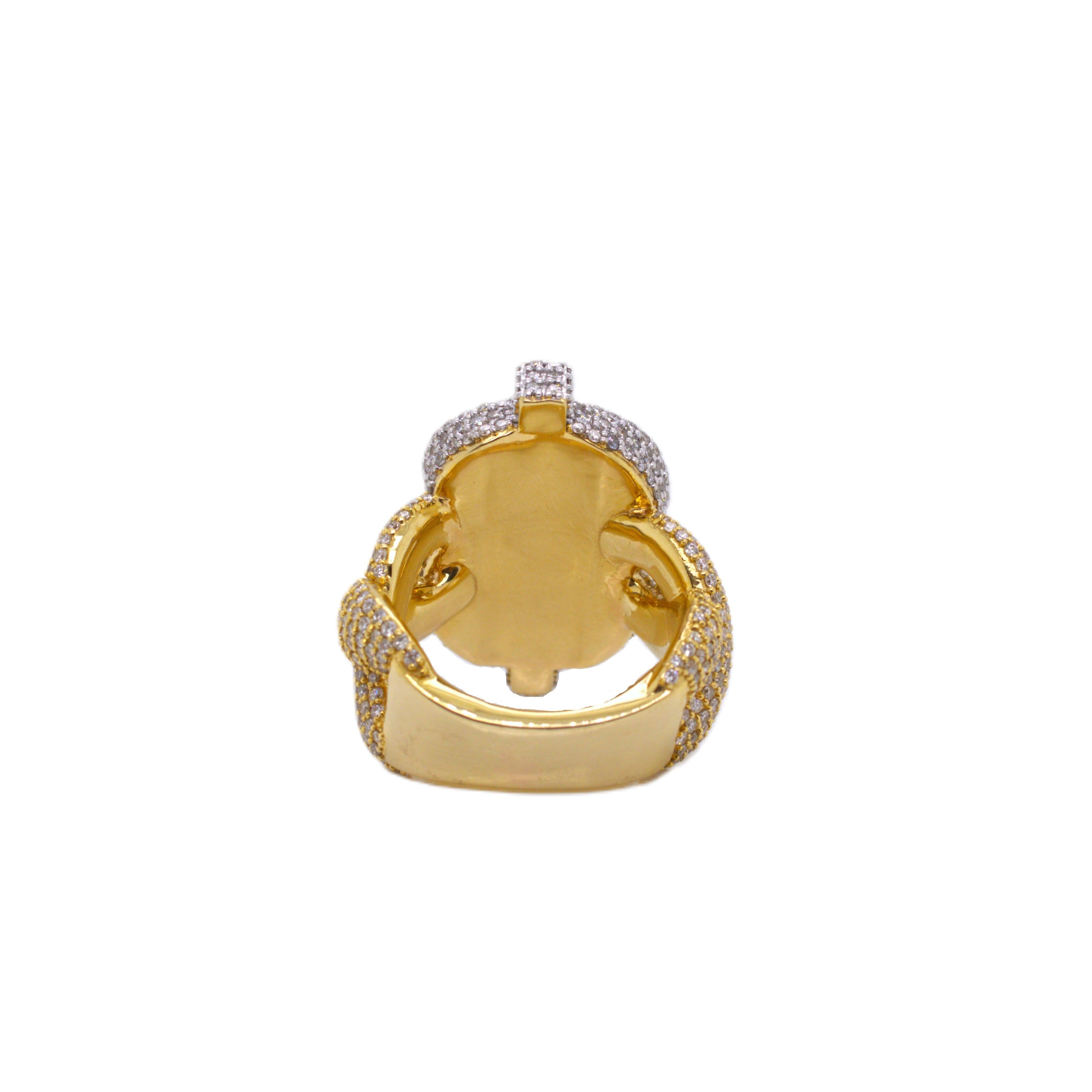 10K Yellow White Gold 31MM 3D Dollar Sign Infinity Ring 6.95CT
