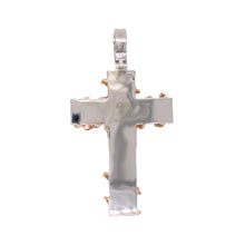 Load image into Gallery viewer, 10K White &amp; Rose Gold Crucifix Diamond Cross Pendant 0.70 CT 1.93&quot;
