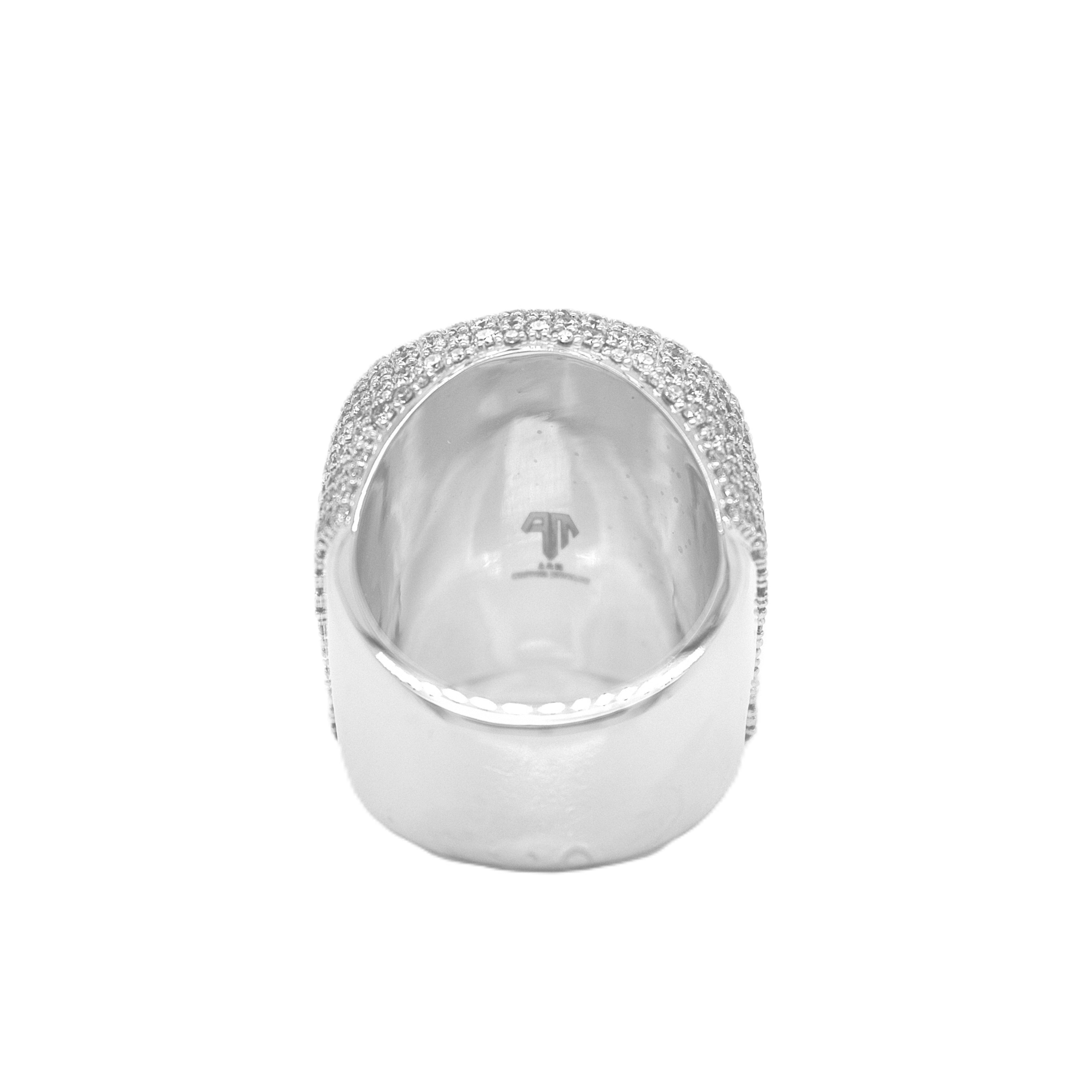 10K White Gold 3D Skull Ring 8.10 CT 1.28"