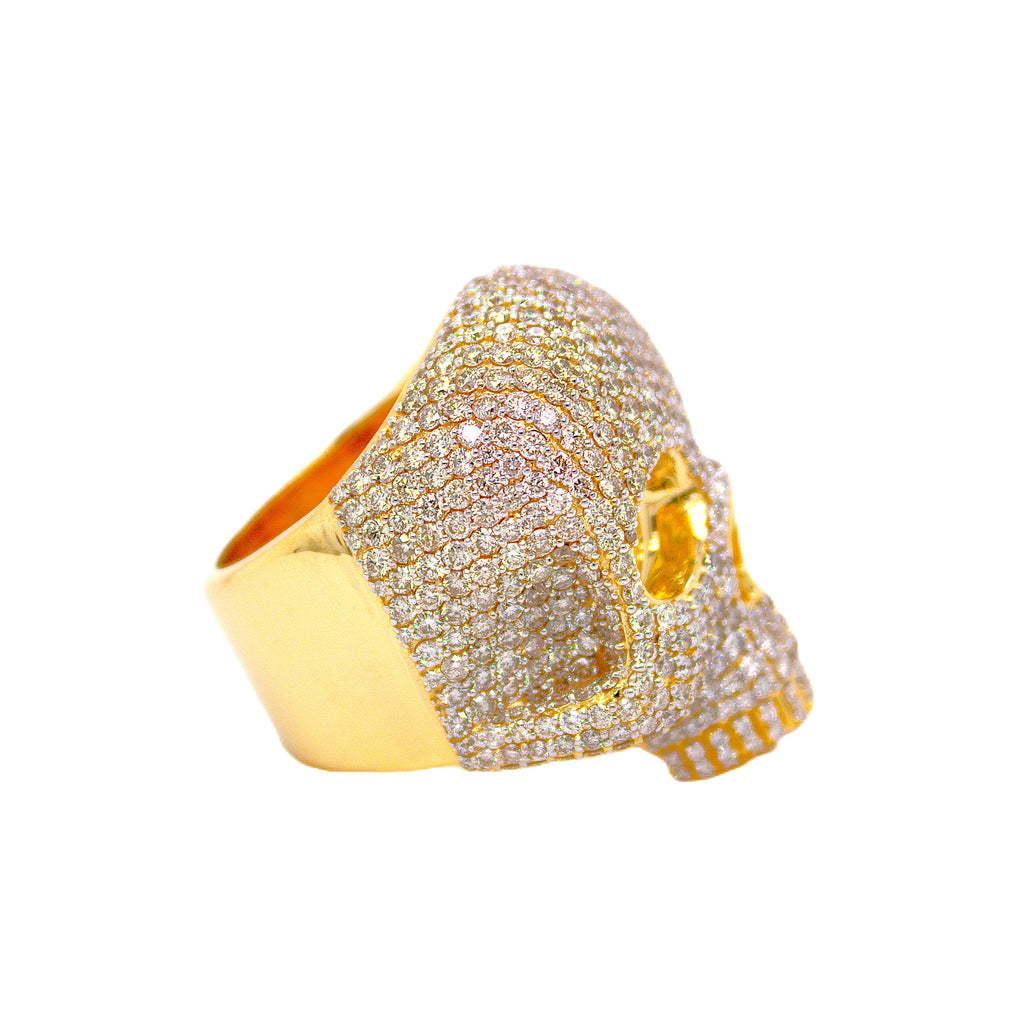 10K Yellow Gold 3D Skull Ring 8.09 CT 1.28"