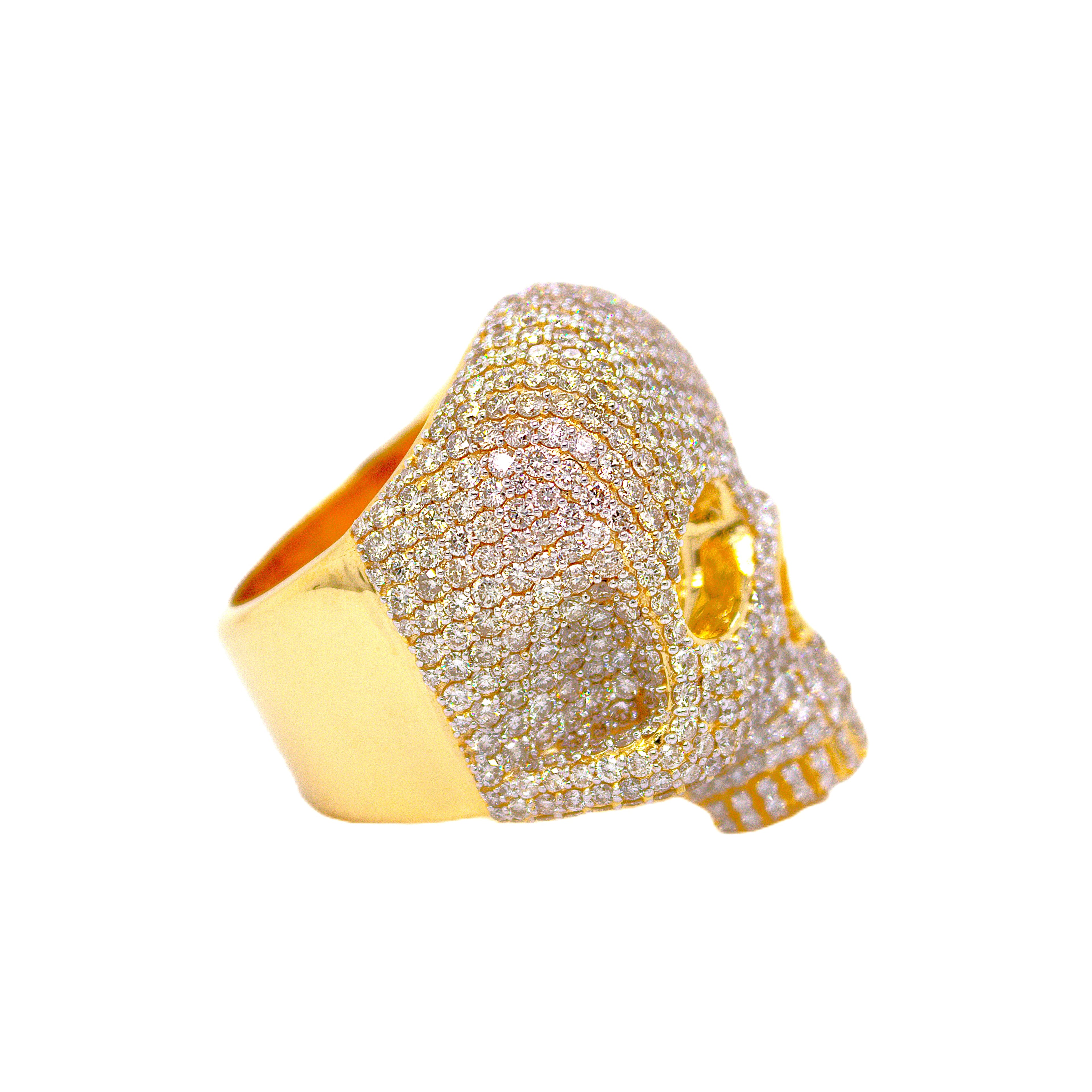 10K Yellow Gold 3D Skull Ring 8.09 CT 1.28"