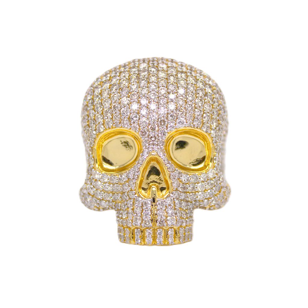 10K Yellow Gold 3D Skull Ring 8.09 CT 1.28"