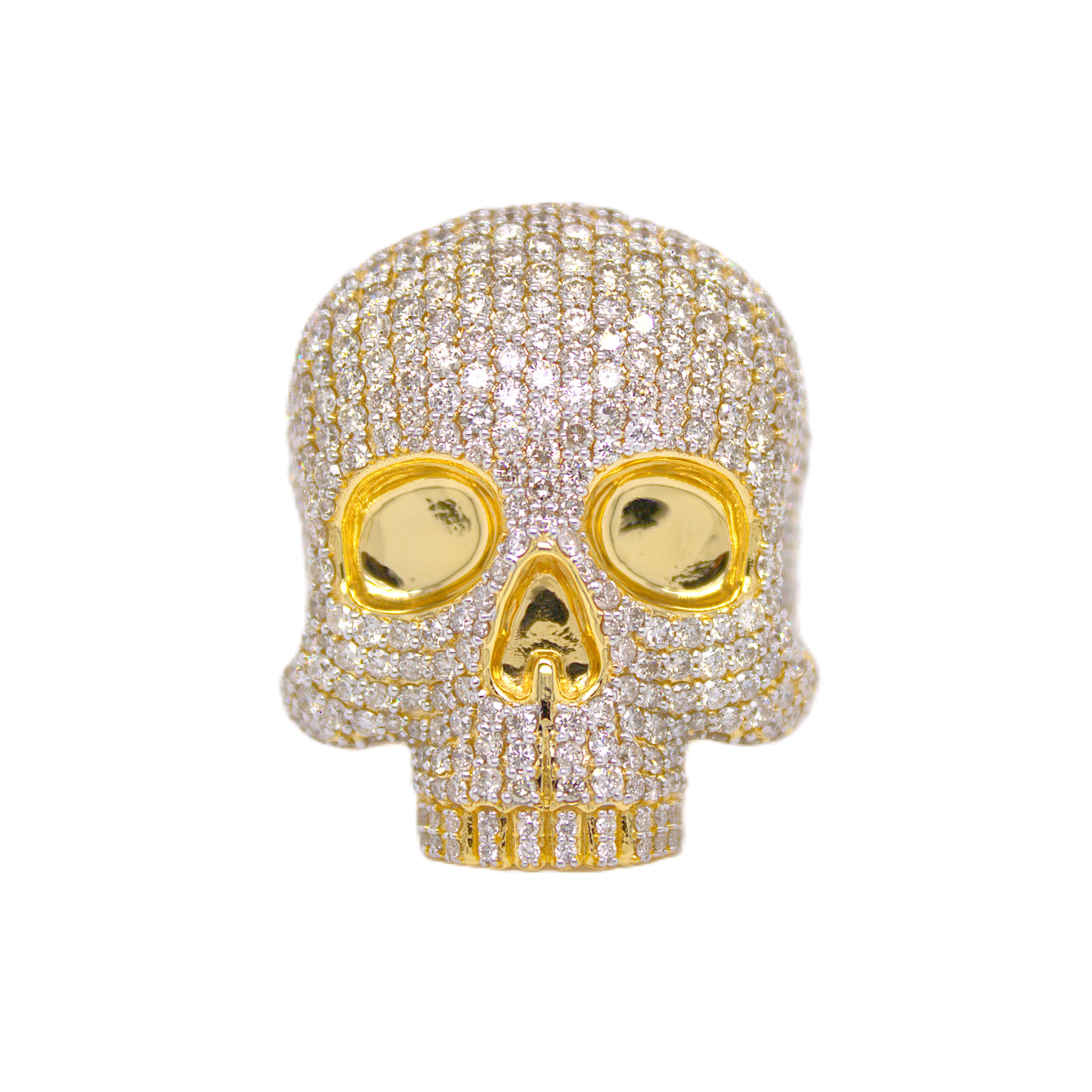 10K Yellow Gold 3D Skull Ring 8.09 CT 1.28"