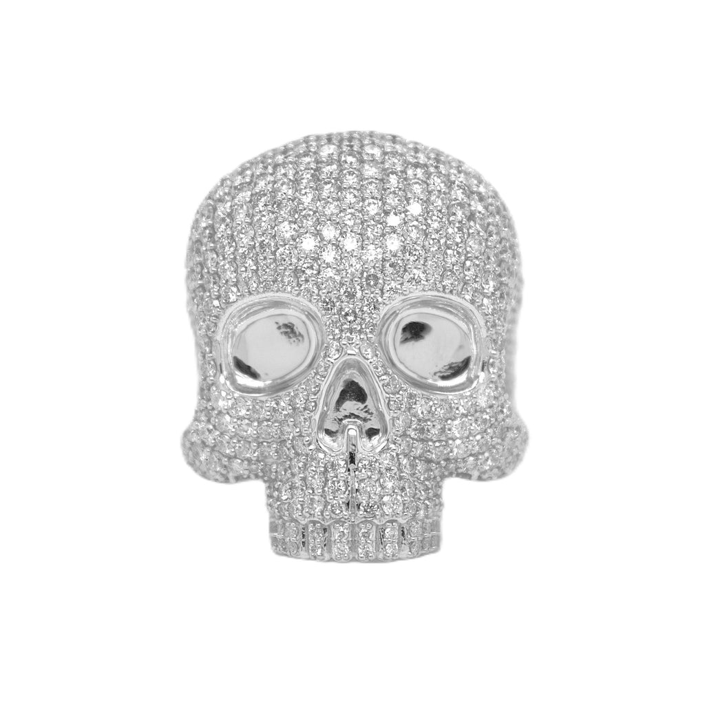 10K White Gold 3D Skull Ring 8.10 CT 1.28"