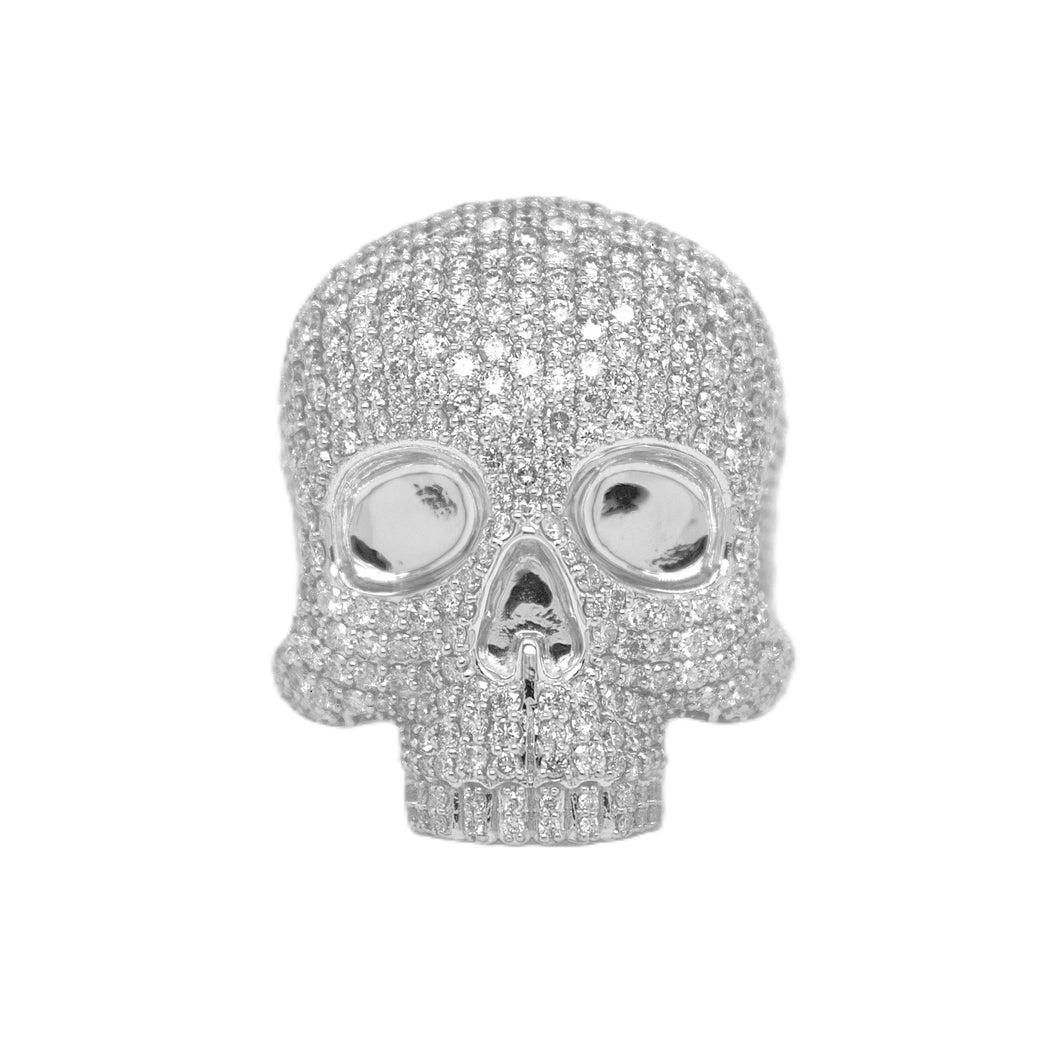 10K White Gold 3D Skull Ring 8.10 CT 1.28