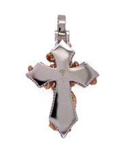 Load image into Gallery viewer, 10K White &amp; Rose Gold Gothic Diamond Cross Pendant 6.00CT 2.49&quot;
