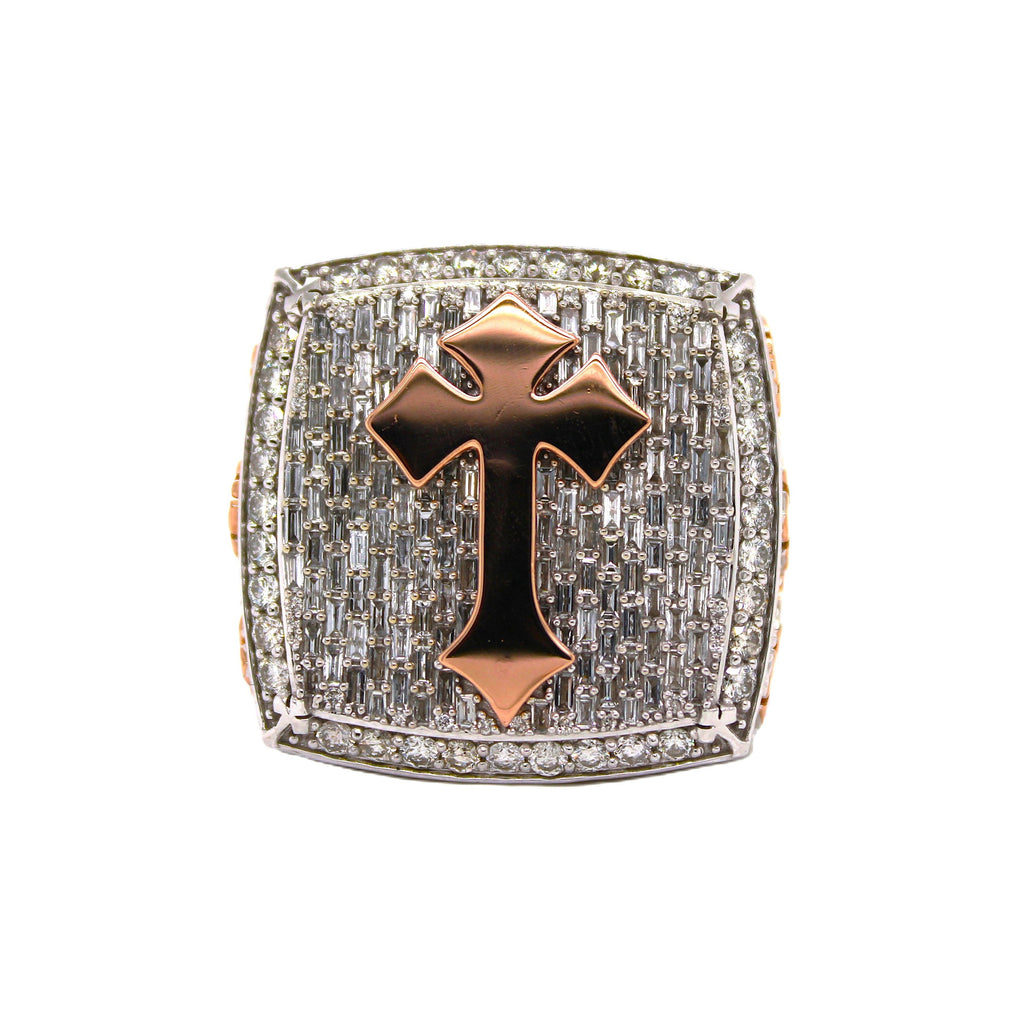 10K Two Tone Gold 3D Chrome Ring 6.16CT 1.09"