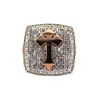 10K Two Tone Gold 3D Chrome Ring 6.16CT 1.09"