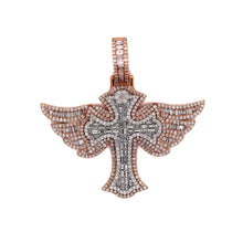 Load image into Gallery viewer, 10K Rose &amp; White Gold Gothic Diamond Cross Pendant 3.77CT 1.99&quot;
