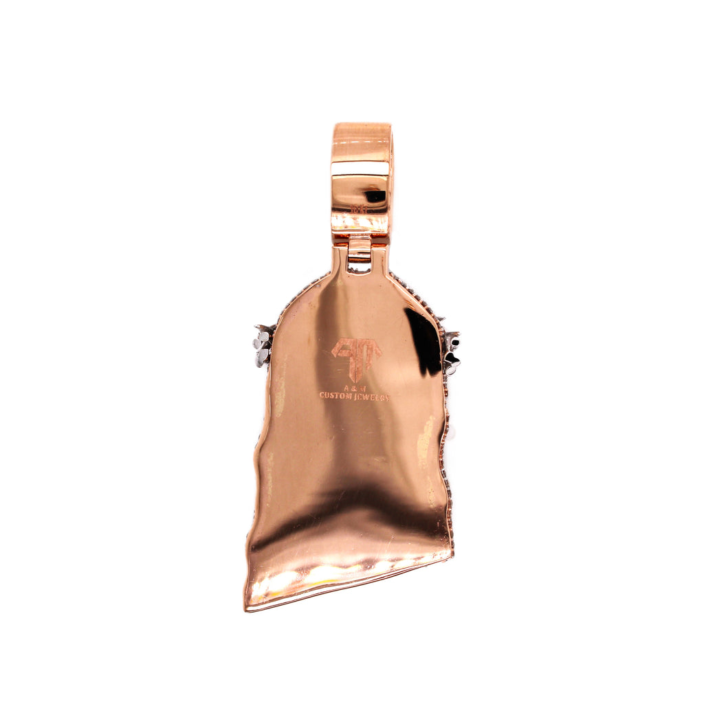 10K Rose Gold Jesus Head Diamond Pendant 1.83 CT 2.23"