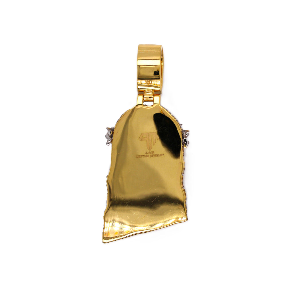 10K Yellow Gold Jesus Head Diamond Pendant 1.83 CT 2.23"