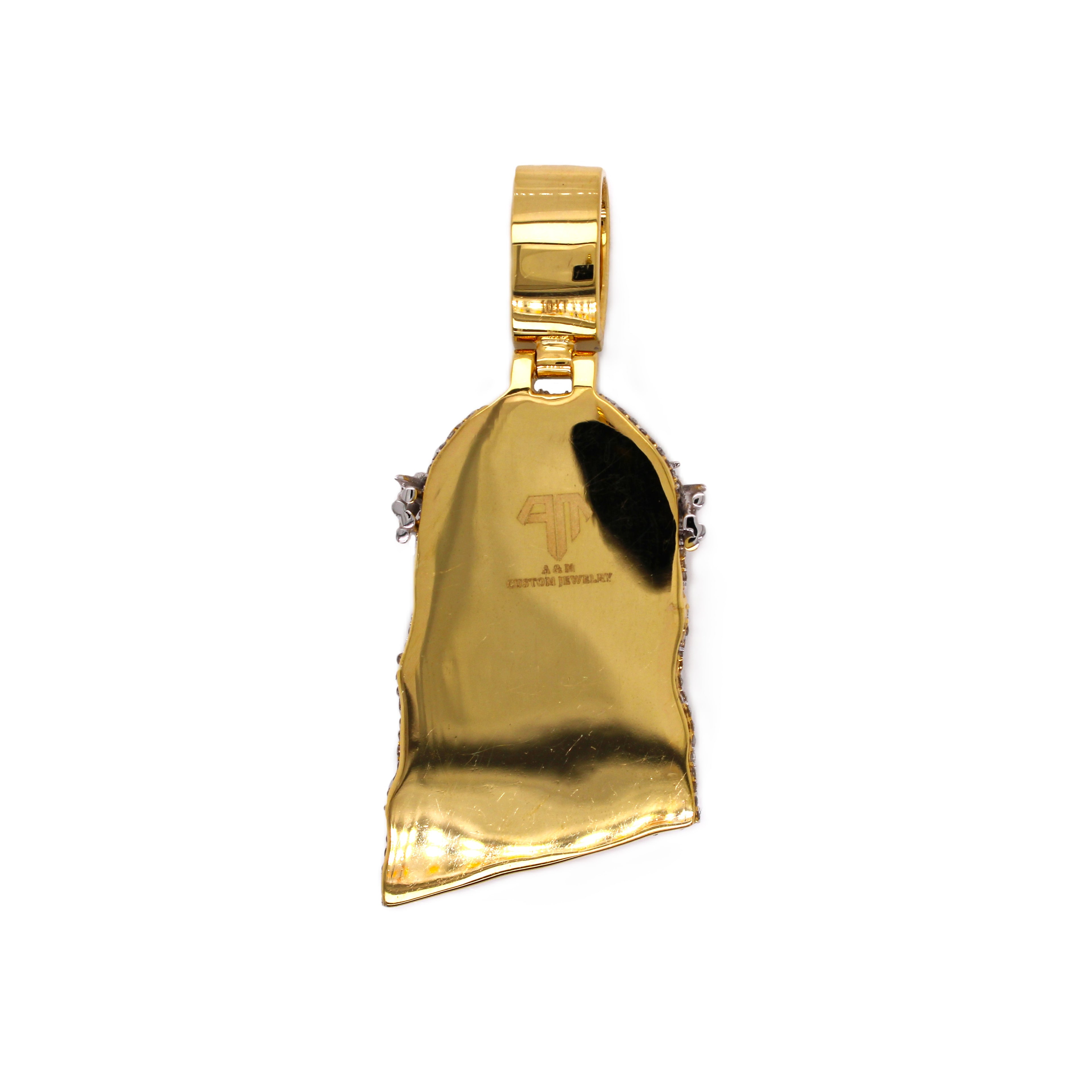 10K Yellow Gold Jesus Head Diamond Pendant 1.83 CT 2.23"