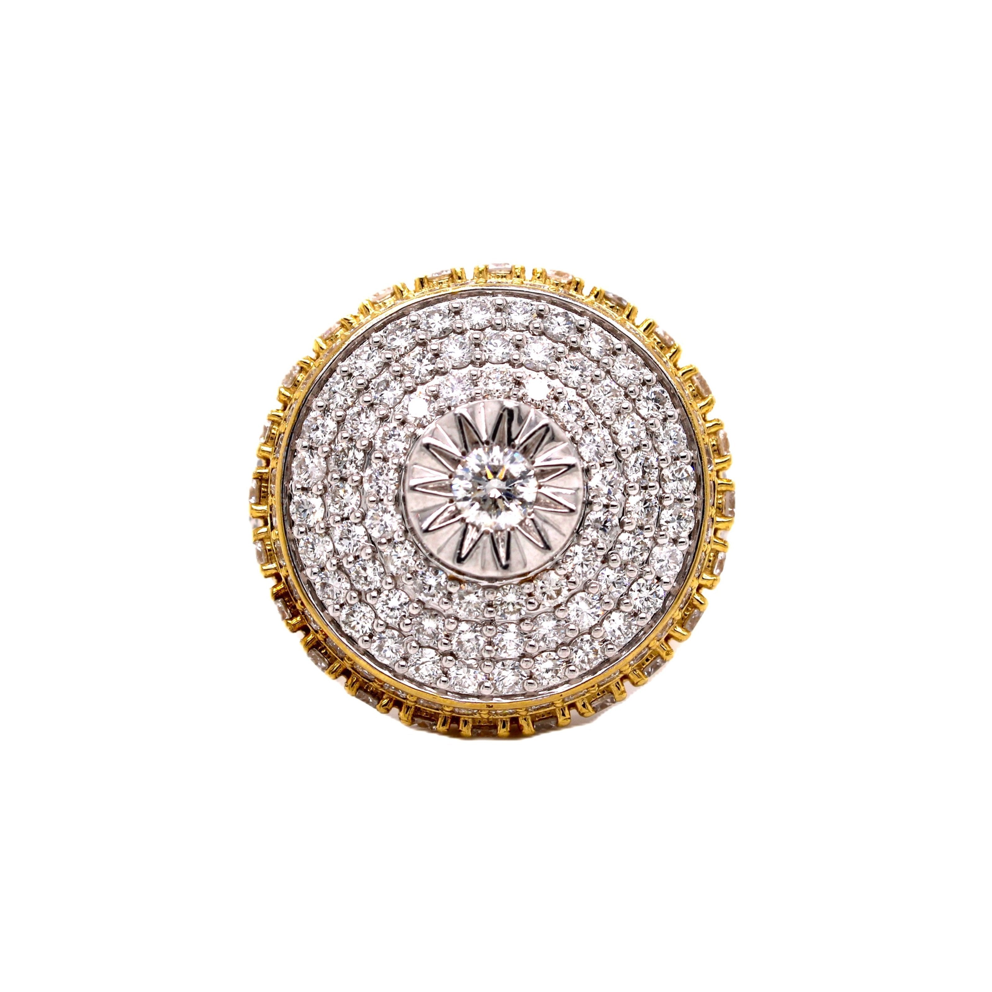 Men's 10K Yellow Gold Round Shape 3D Solitaire Diamond Ring 4.05 CT