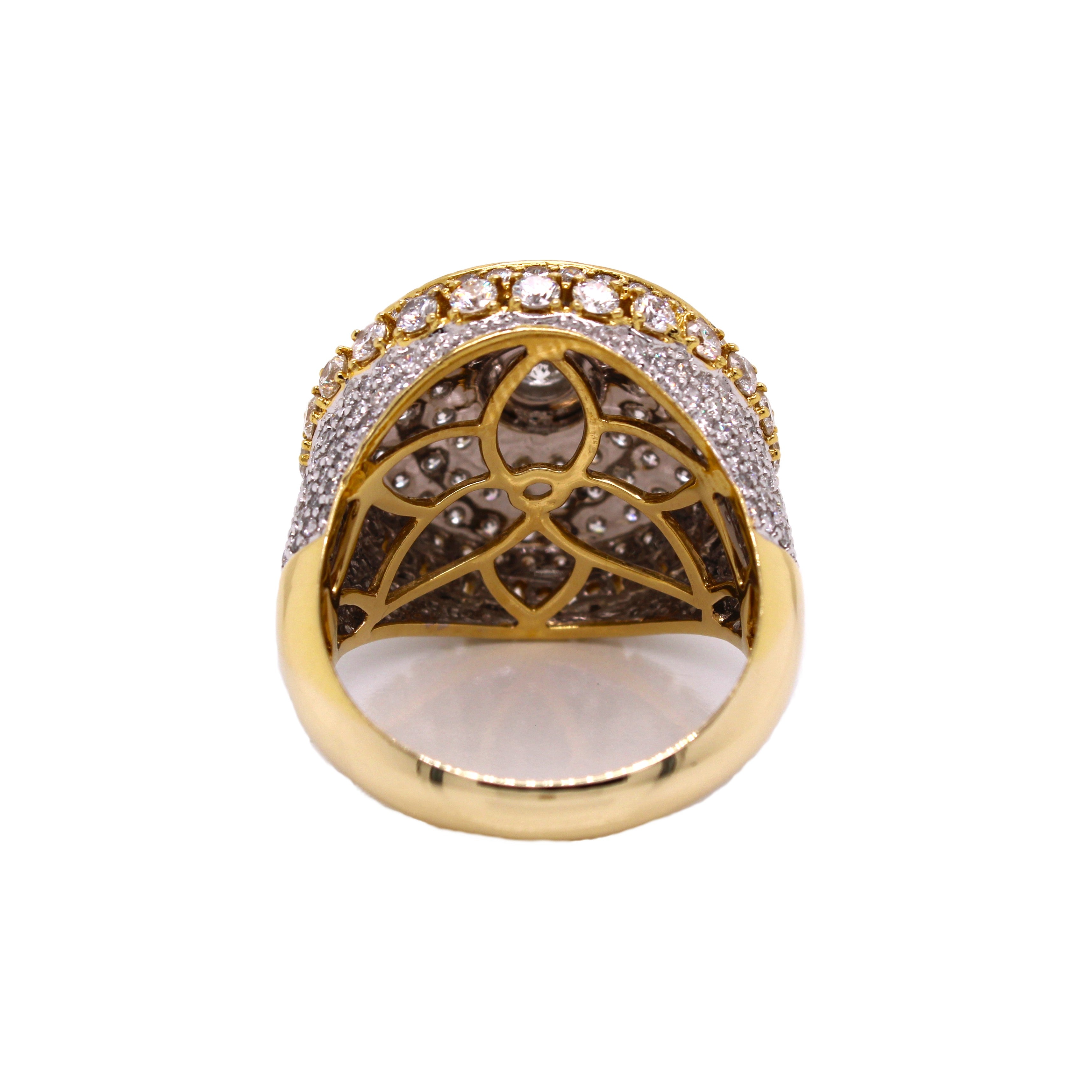 Men's 10K Yellow Gold Round Shape 3D Solitaire Diamond Ring 4.05 CT