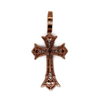 10K Two-Tone Gold Gothic Diamond Cross Pendant 4.45 CT 2.70"