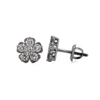 10K White Gold Flower Cluster Diamond Earrings 1.15 CT 9.5MM