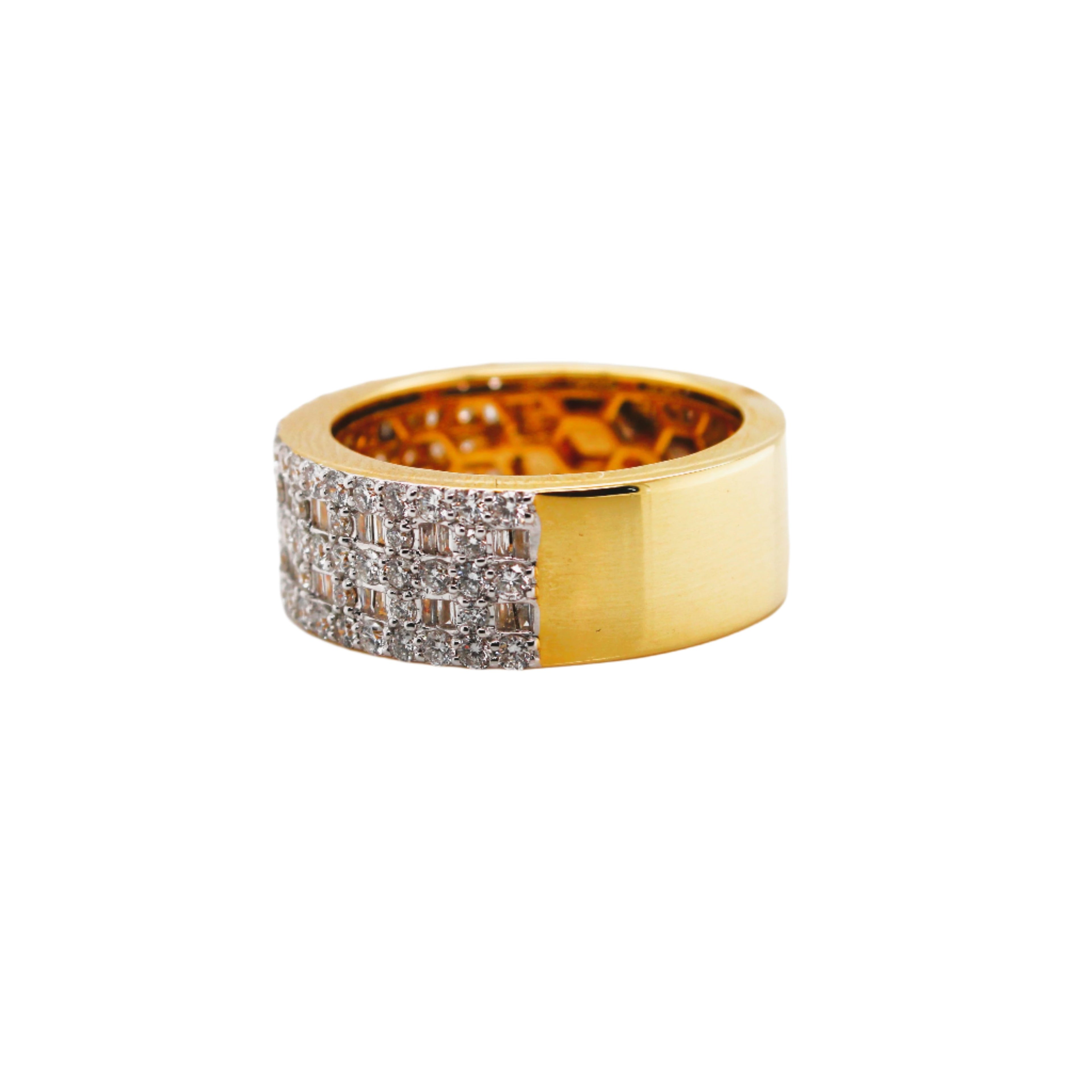 10K Yellow Gold 8.8MM Baguette Diamond Band Ring 1.85 CT