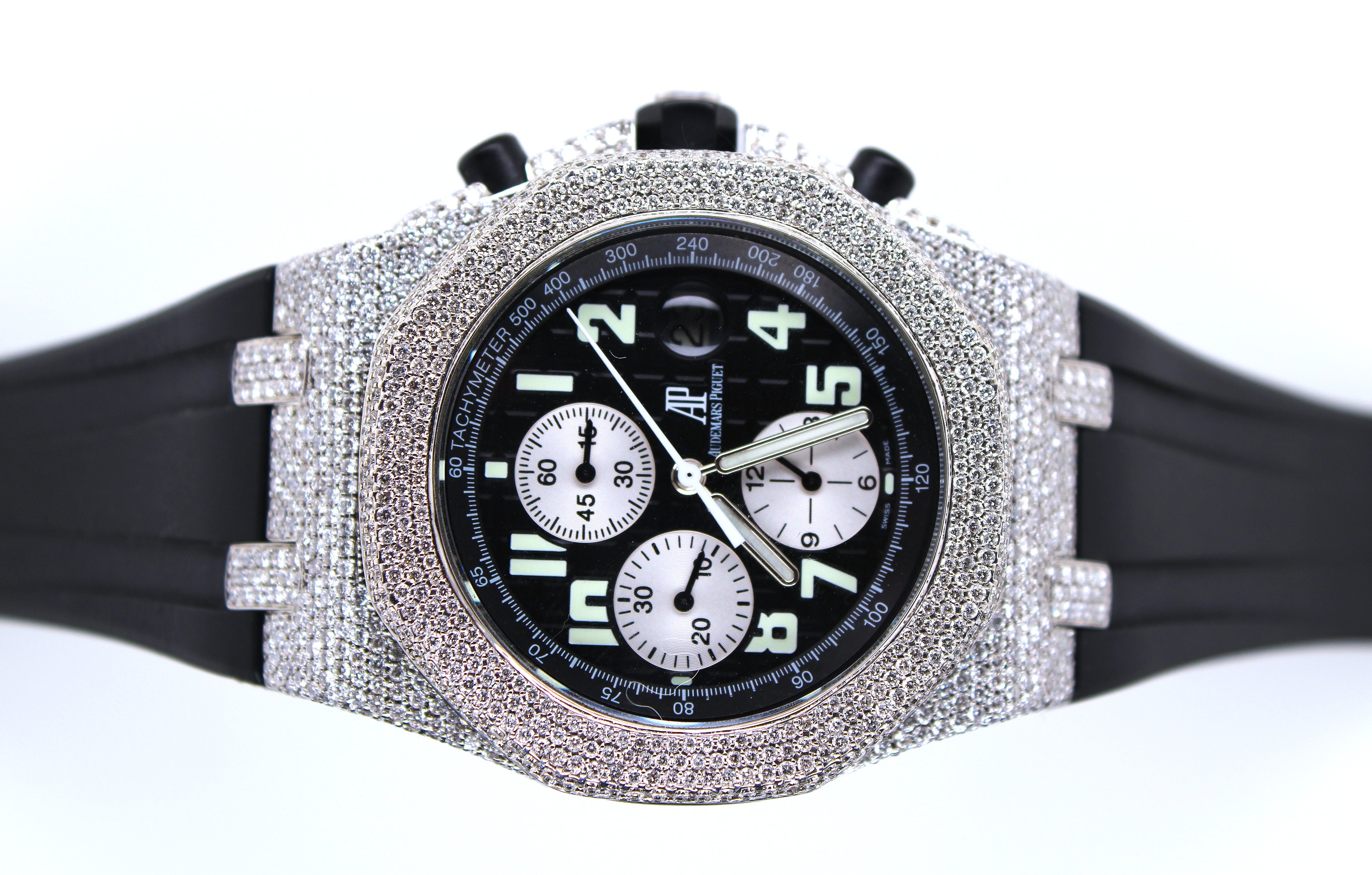 Mens Audemars Piguet Royal Oak Offshore Chronograph 42MM VS Diamond Watch 8.66CT