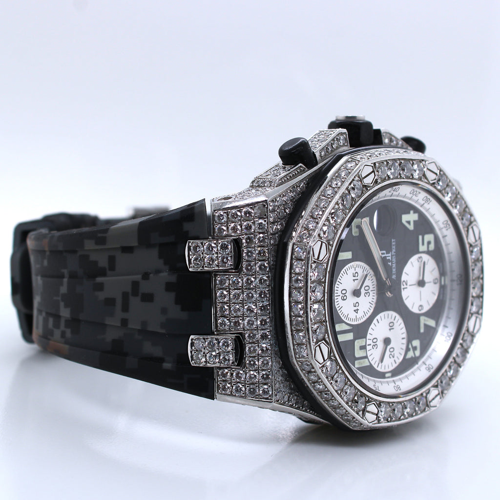 Mens Audemars Piguet Royal Oak Offshore Chronograph 42MM VS Diamond Watch 8.45CT