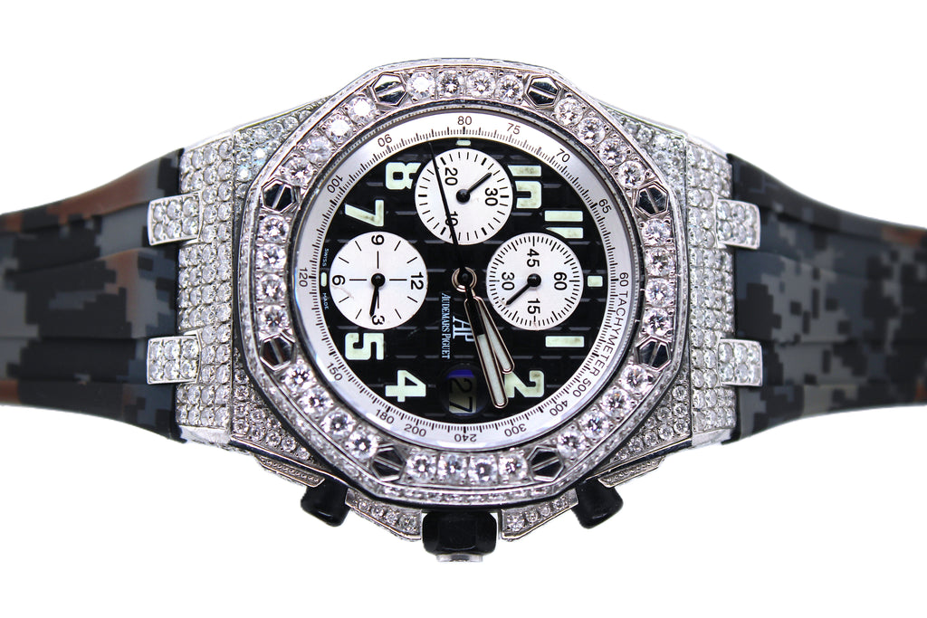 Mens Audemars Piguet Royal Oak Offshore Chronograph 42MM VS Diamond Watch 8.45CT