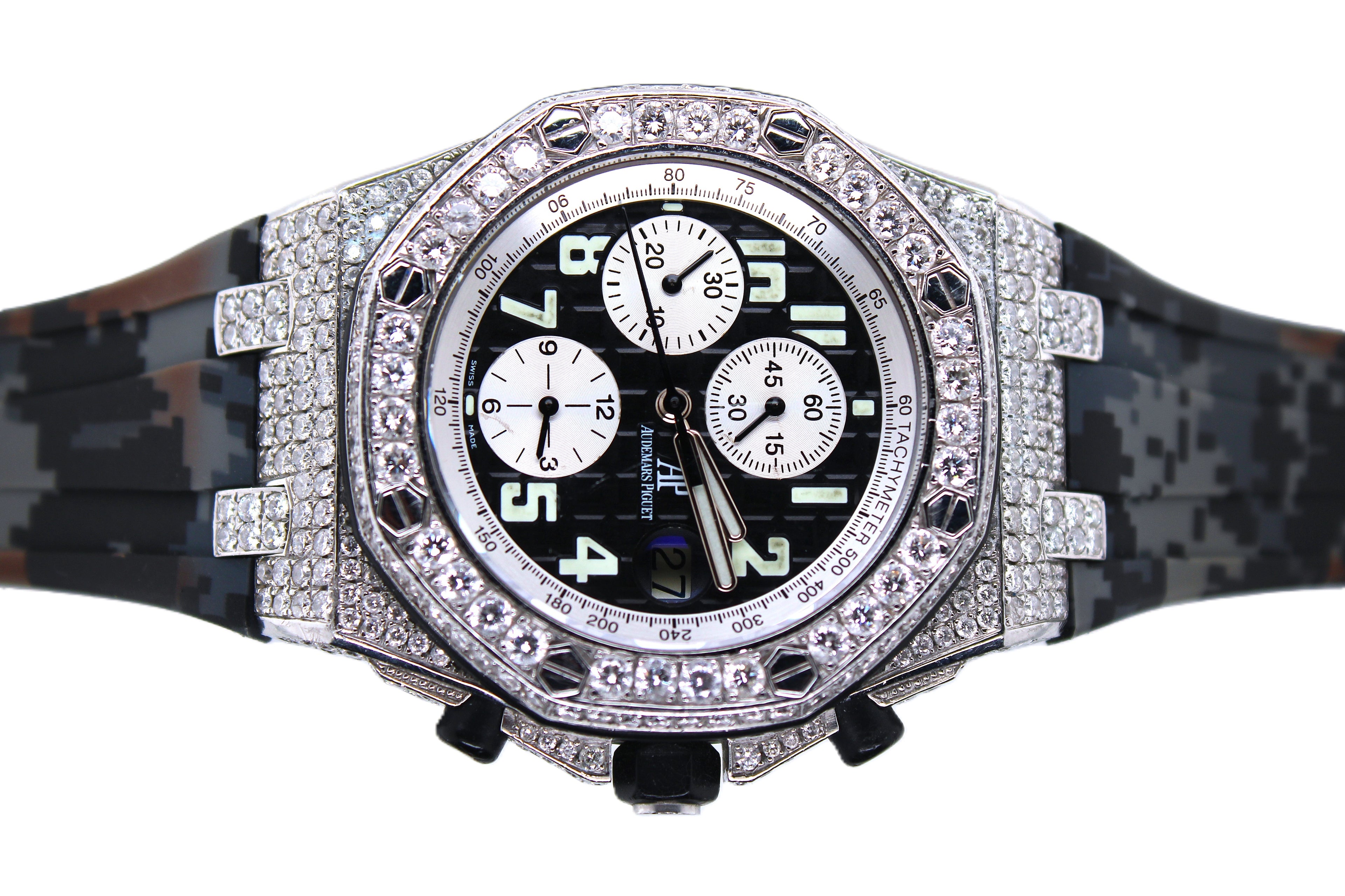 Mens Audemars Piguet Royal Oak Offshore Chronograph 42MM VS Diamond Watch 8.45CT