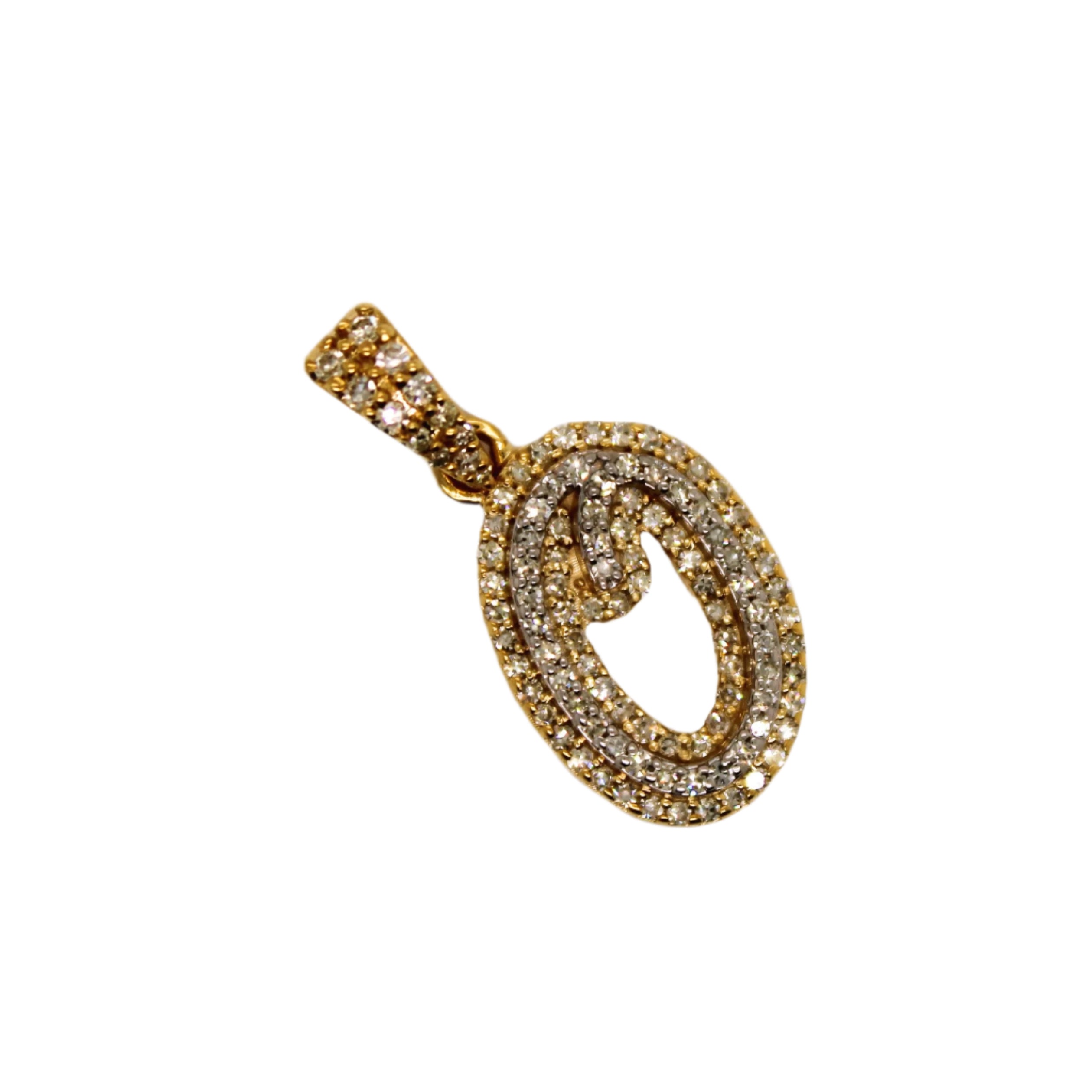 10K Yellow Gold "Q" Pendant 0.32CT 0.78"