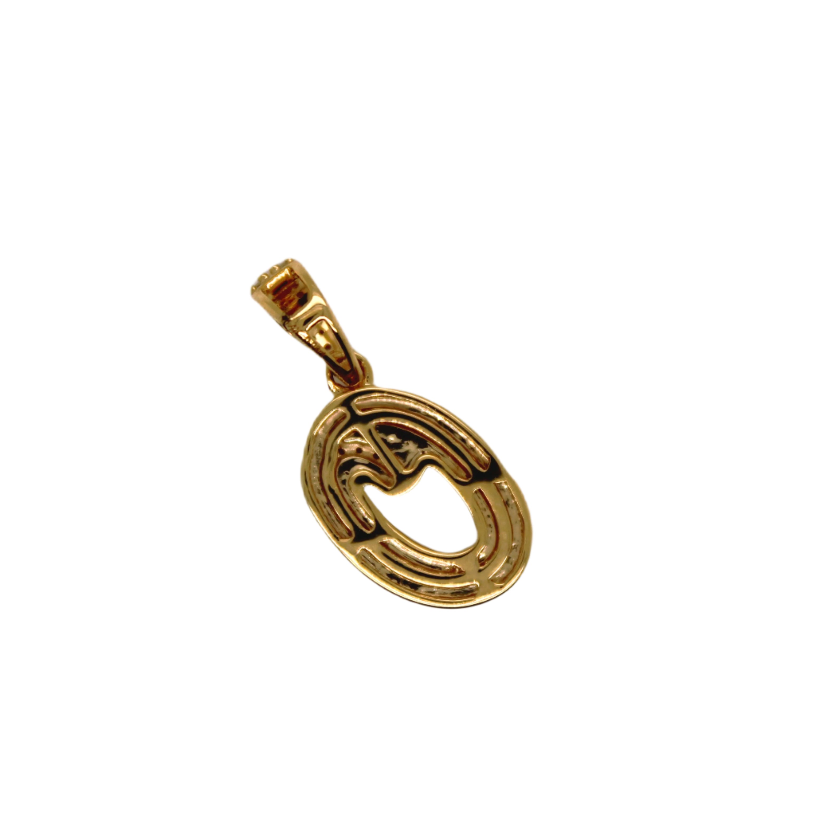 10K Yellow Gold "Q" Pendant 0.32CT 0.78"