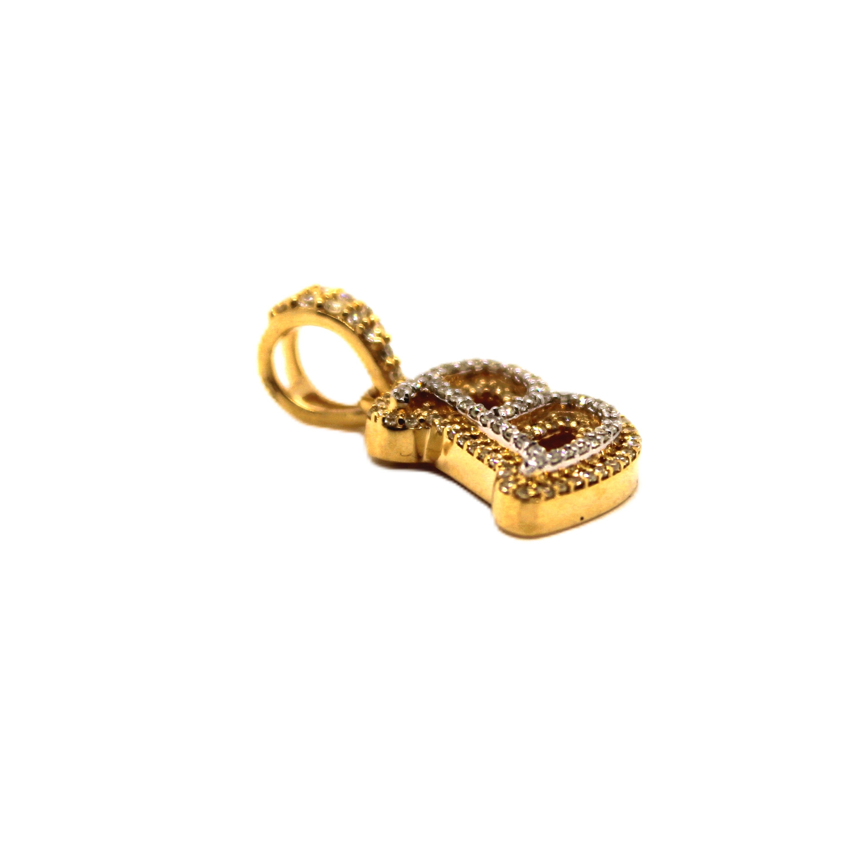 10K Yellow Gold "B" Pendant 0.32CT 0.78"